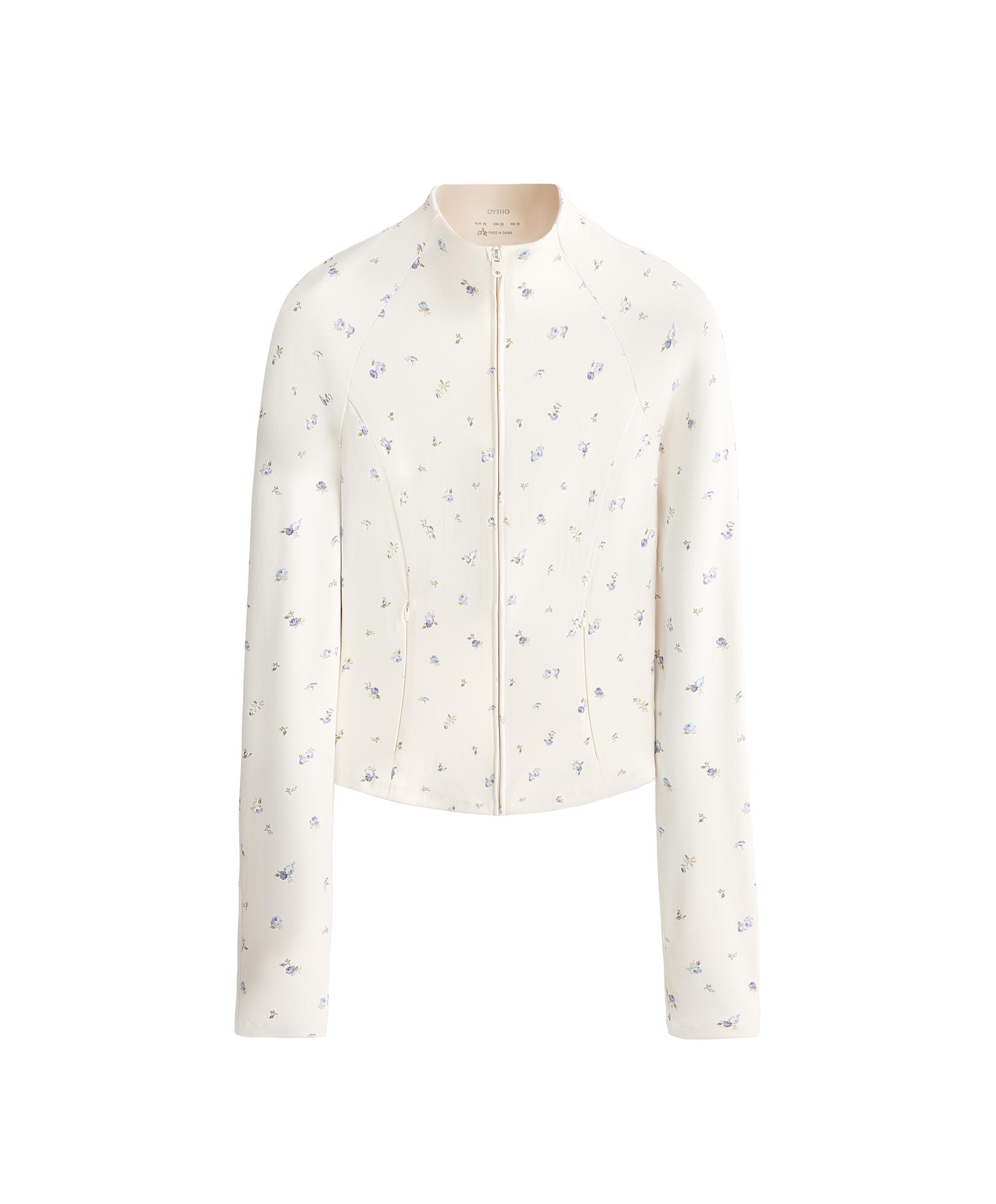 Evermove floral print technical jacket — PALE ECRU