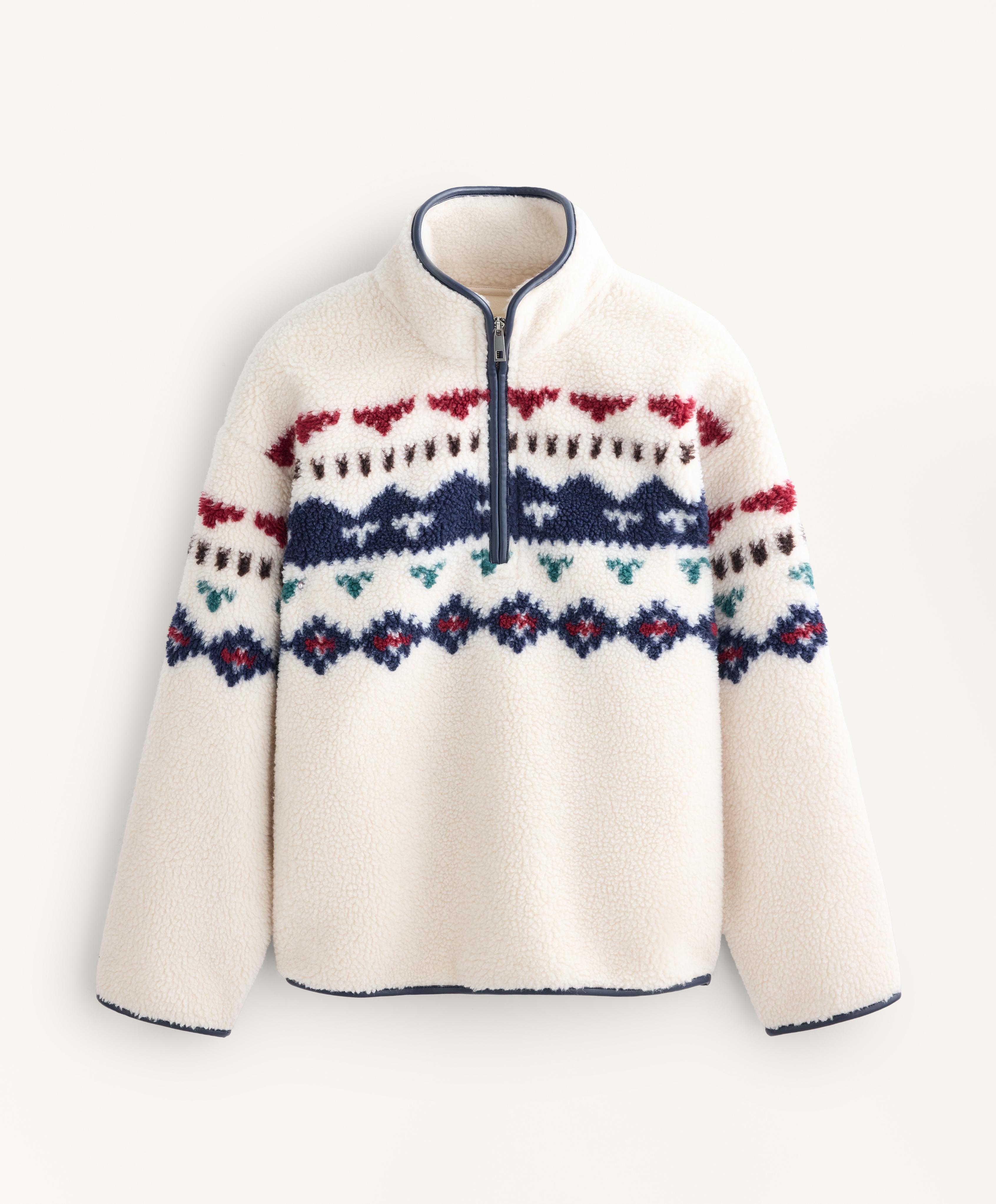 Dirbtinio avikailio džemperis su geometrinėmis detalėmis - Išpardavimas Dirbtinio avikailio džemperis su geometrinėmis detalėmis - Išpardavimas