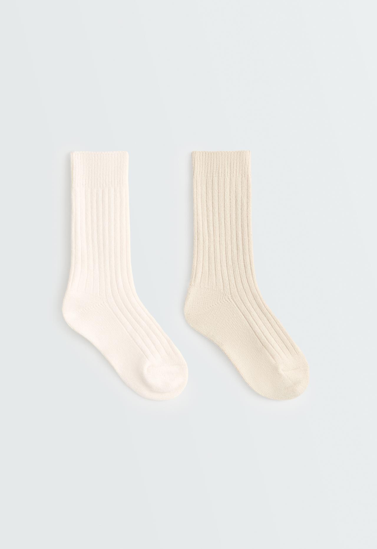 2 pairs of super-soft rib socks — ECRU