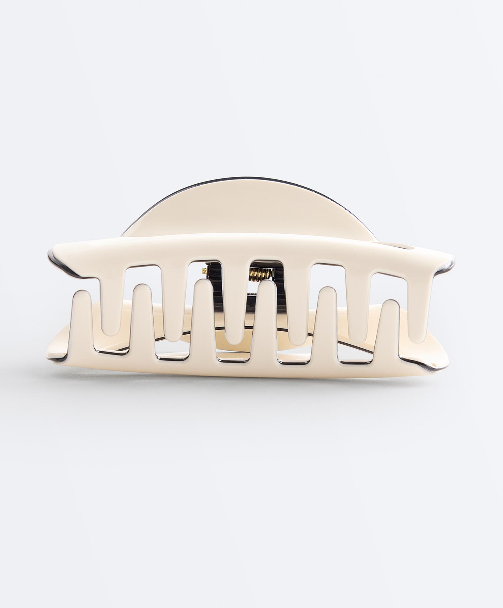 Large piping hair clip — CREAM