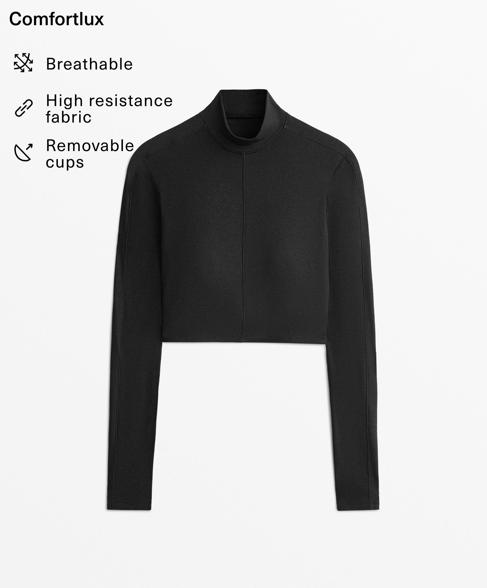 Comfortlux high-neck long-sleeved crop T-shirt - Sale