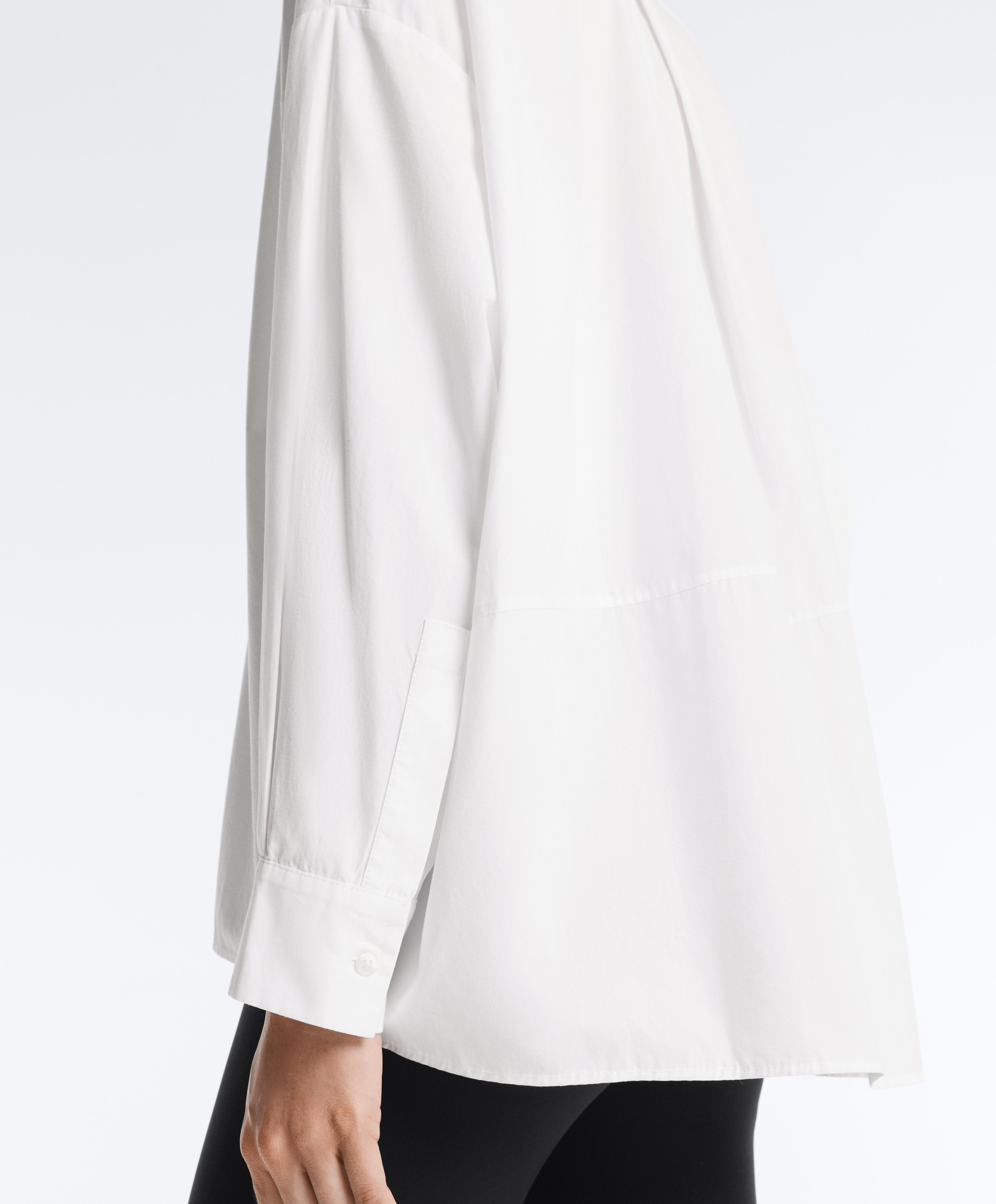 100% cotton stand-up collar shirt — WHITE 
