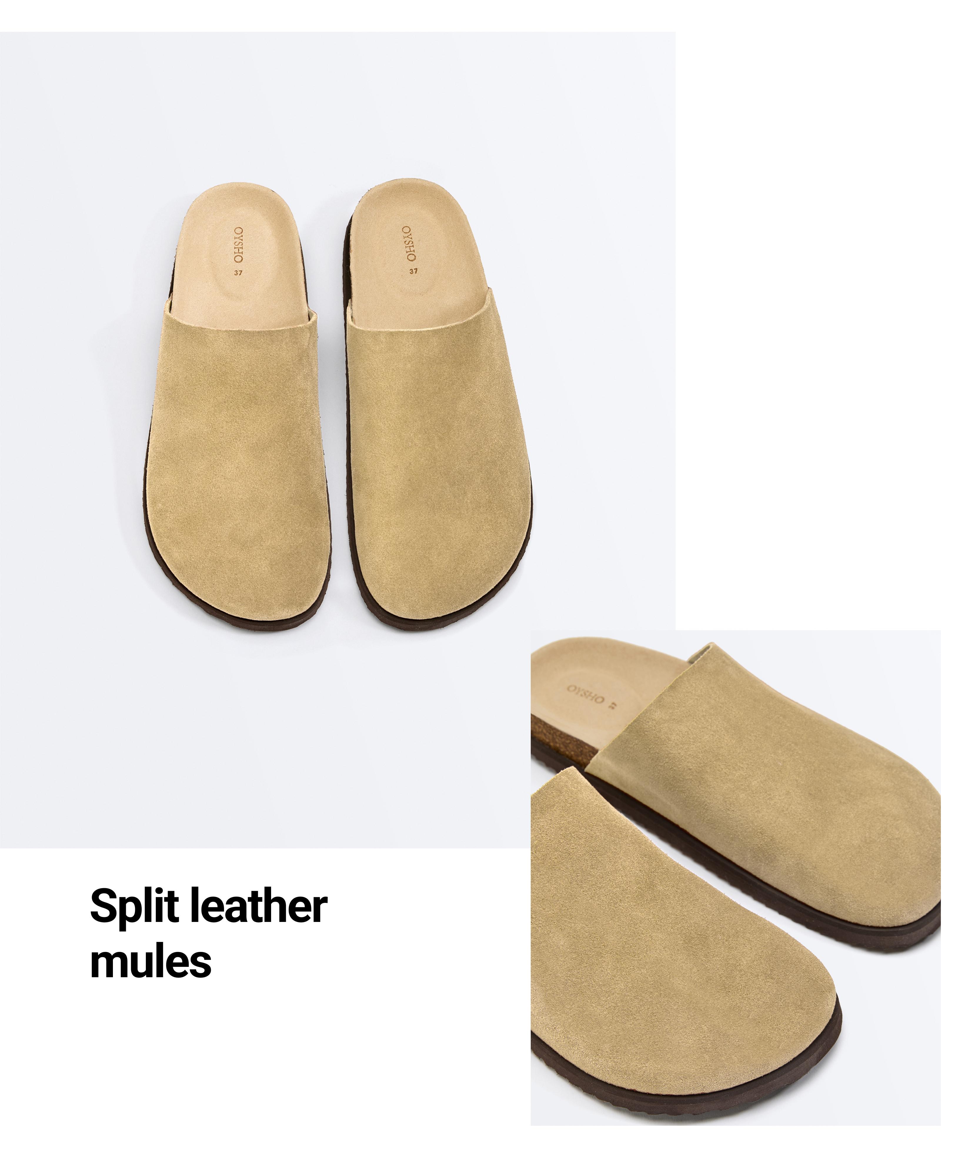 Split leather mules