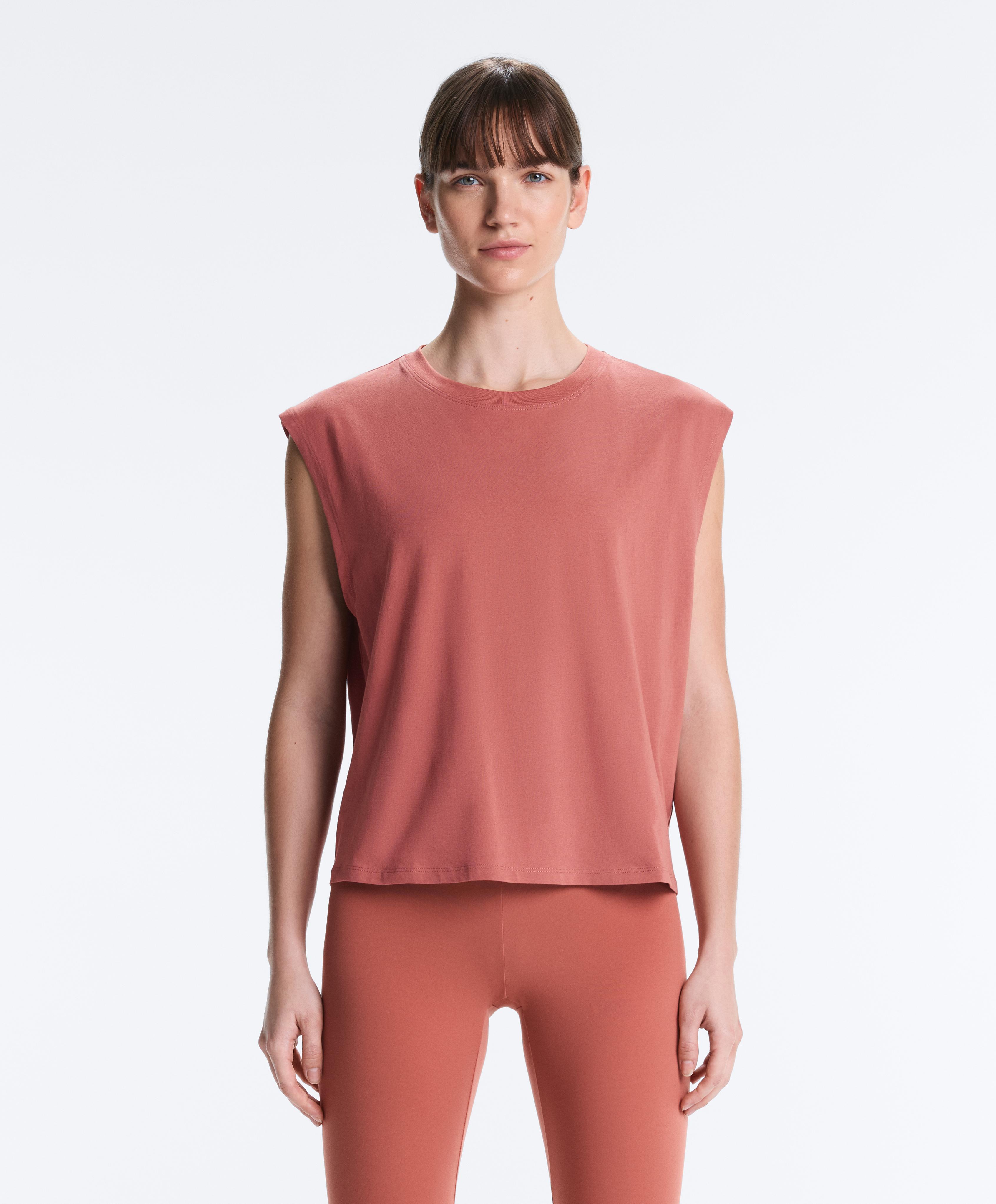 Cotton blend sleeveless T-shirt