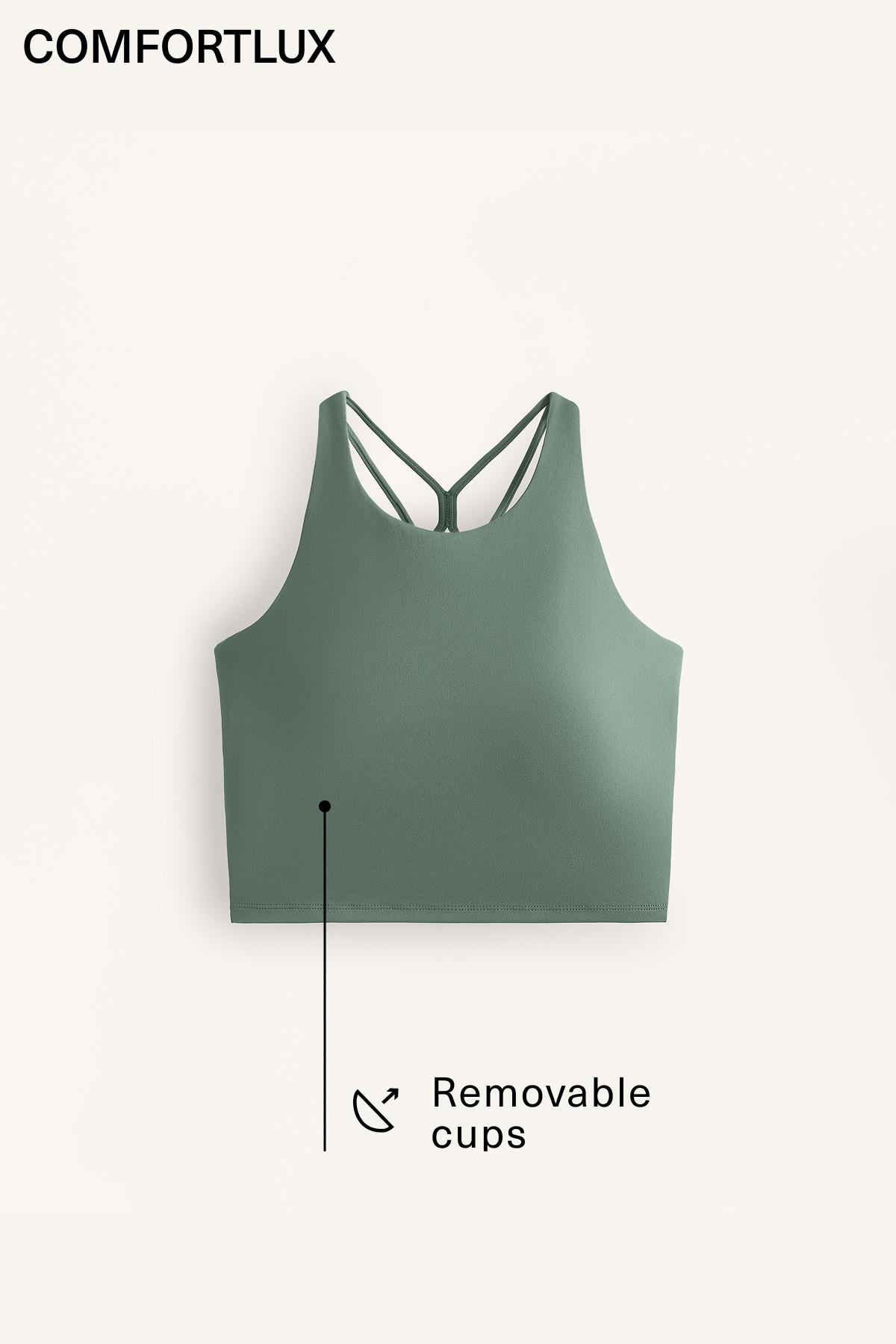 Comfortlux strappy tank top with cups — DARK GREEN