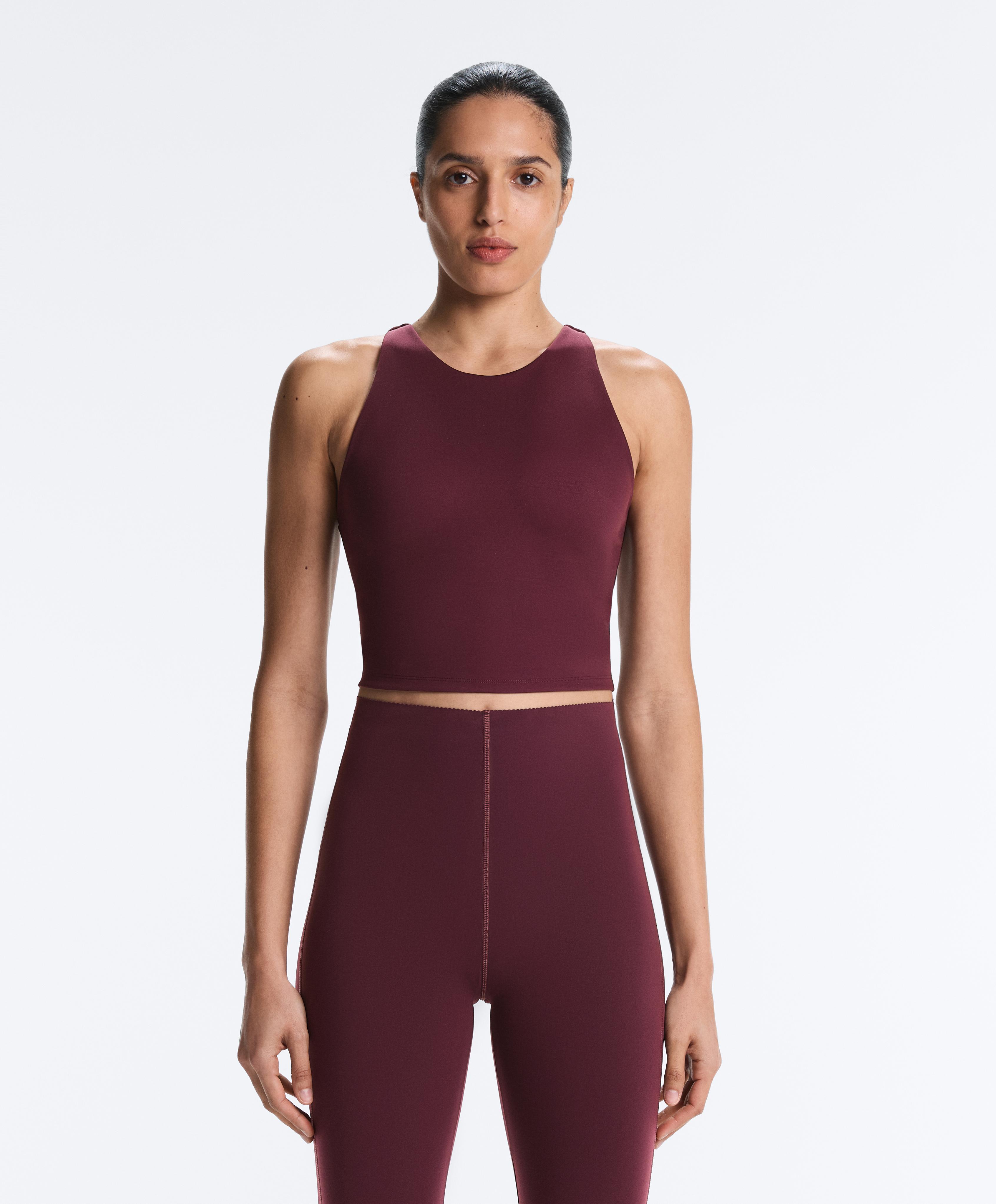 Extra Compressive Halter Tank Top — AUBERGINE