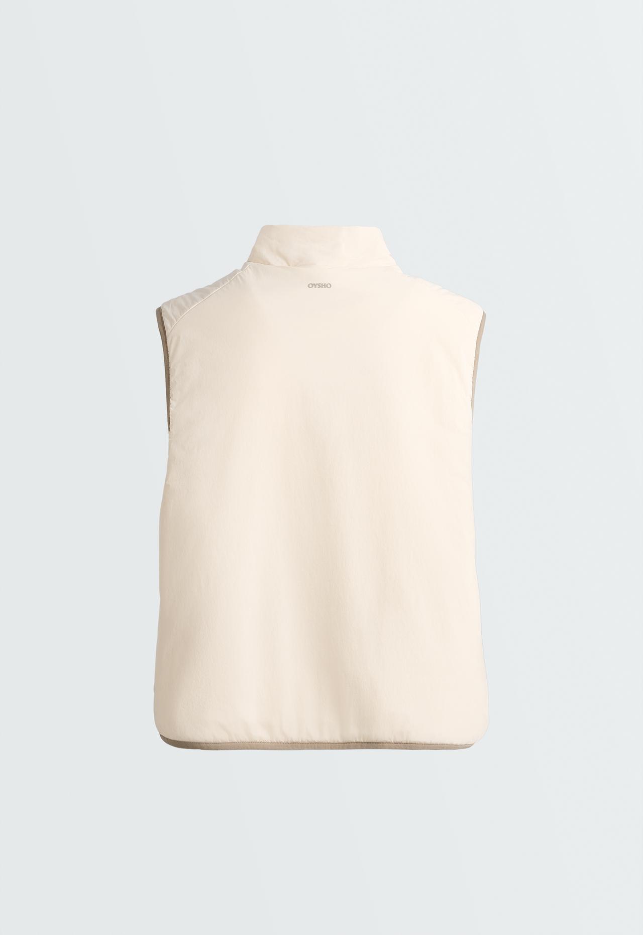 FELLEX® Volcanic technical padded gilet with piping — PALE ECRU