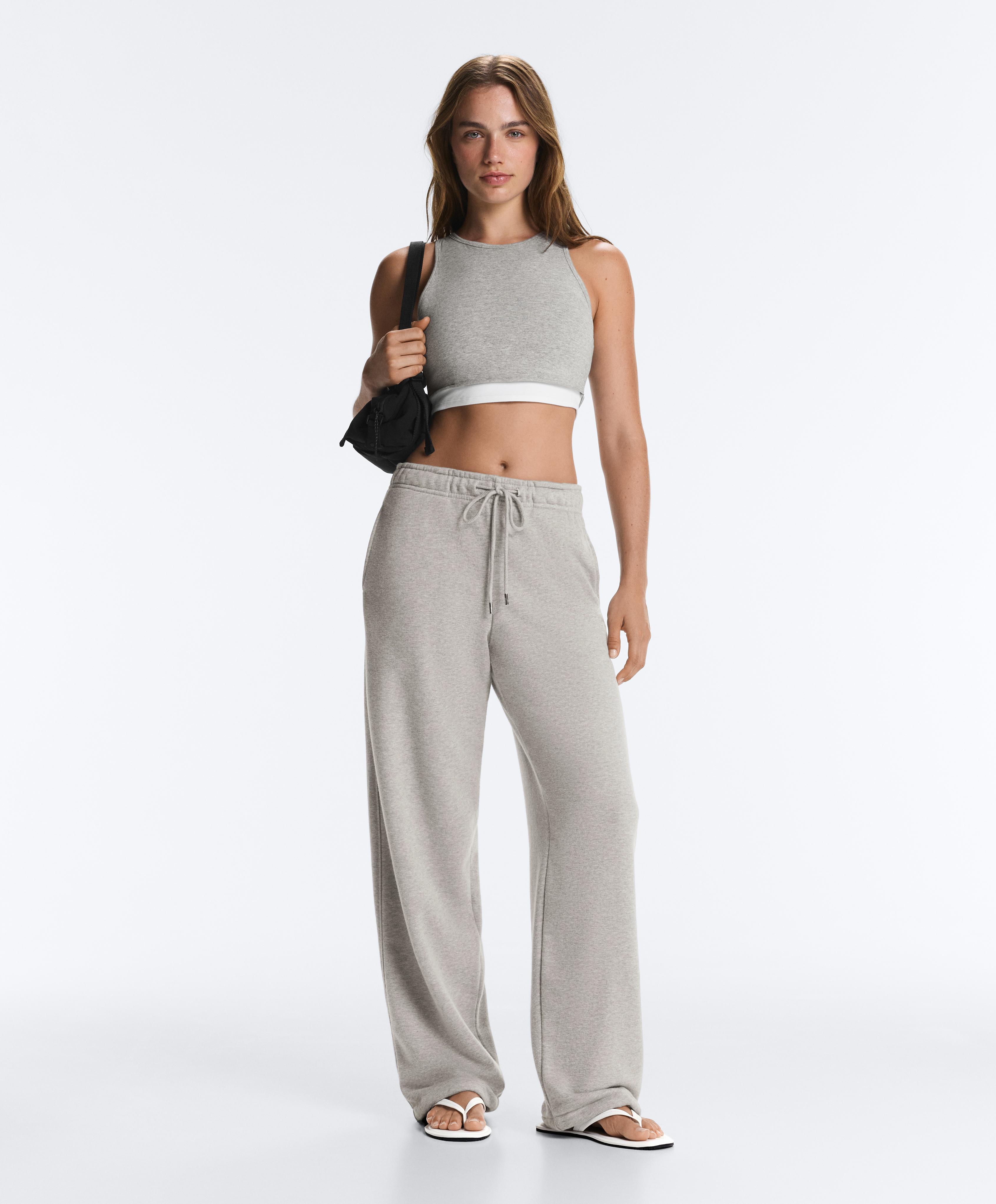 Marl overlay halterneck tank top — GREY MELANGE