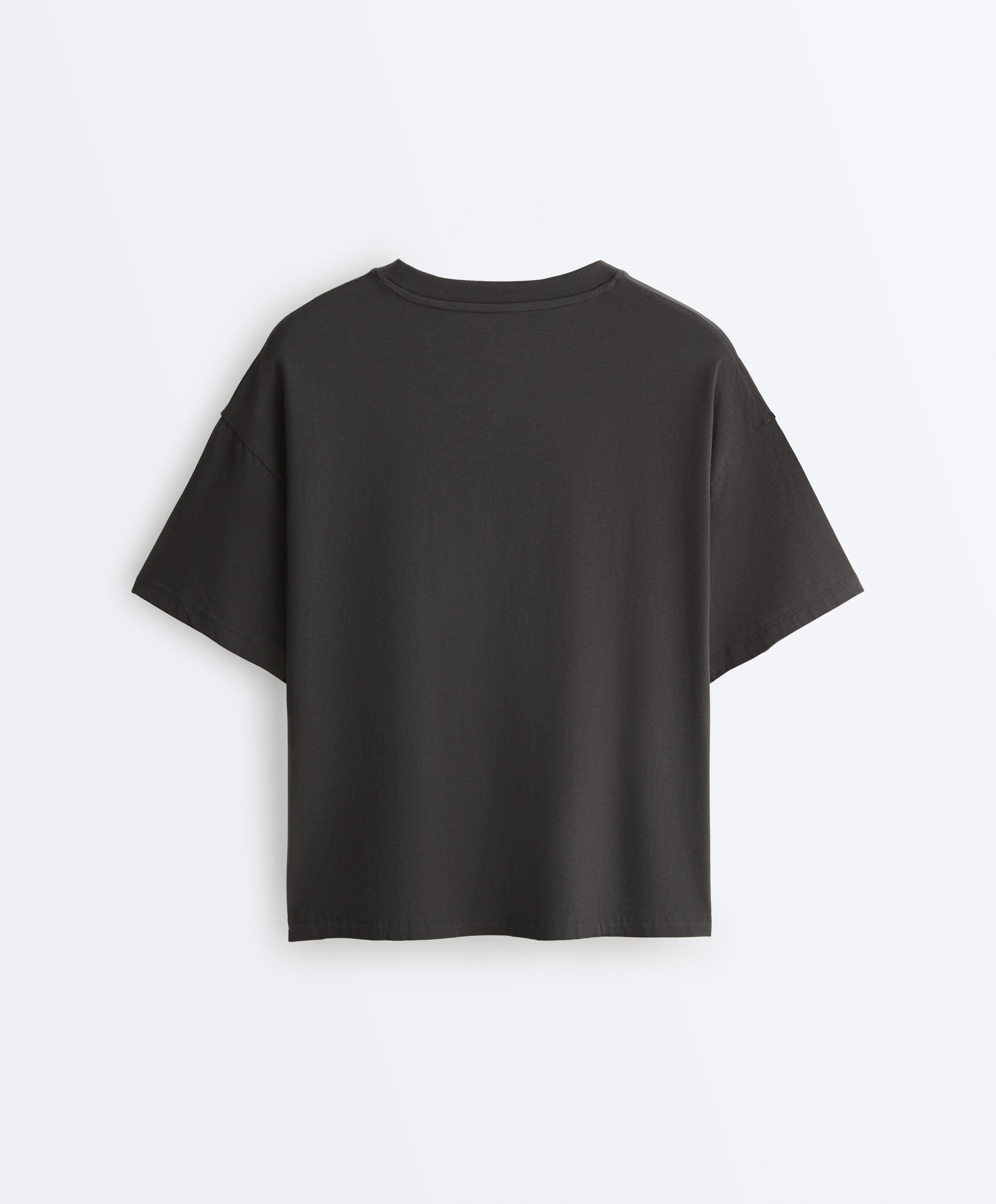 Boxy short-sleeve cotton blend T-shirt — ASPHALT