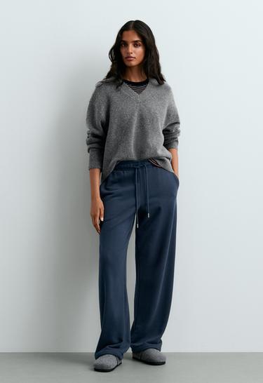 V-neck knit jumper — MOTTLED GREY MELANGE 1