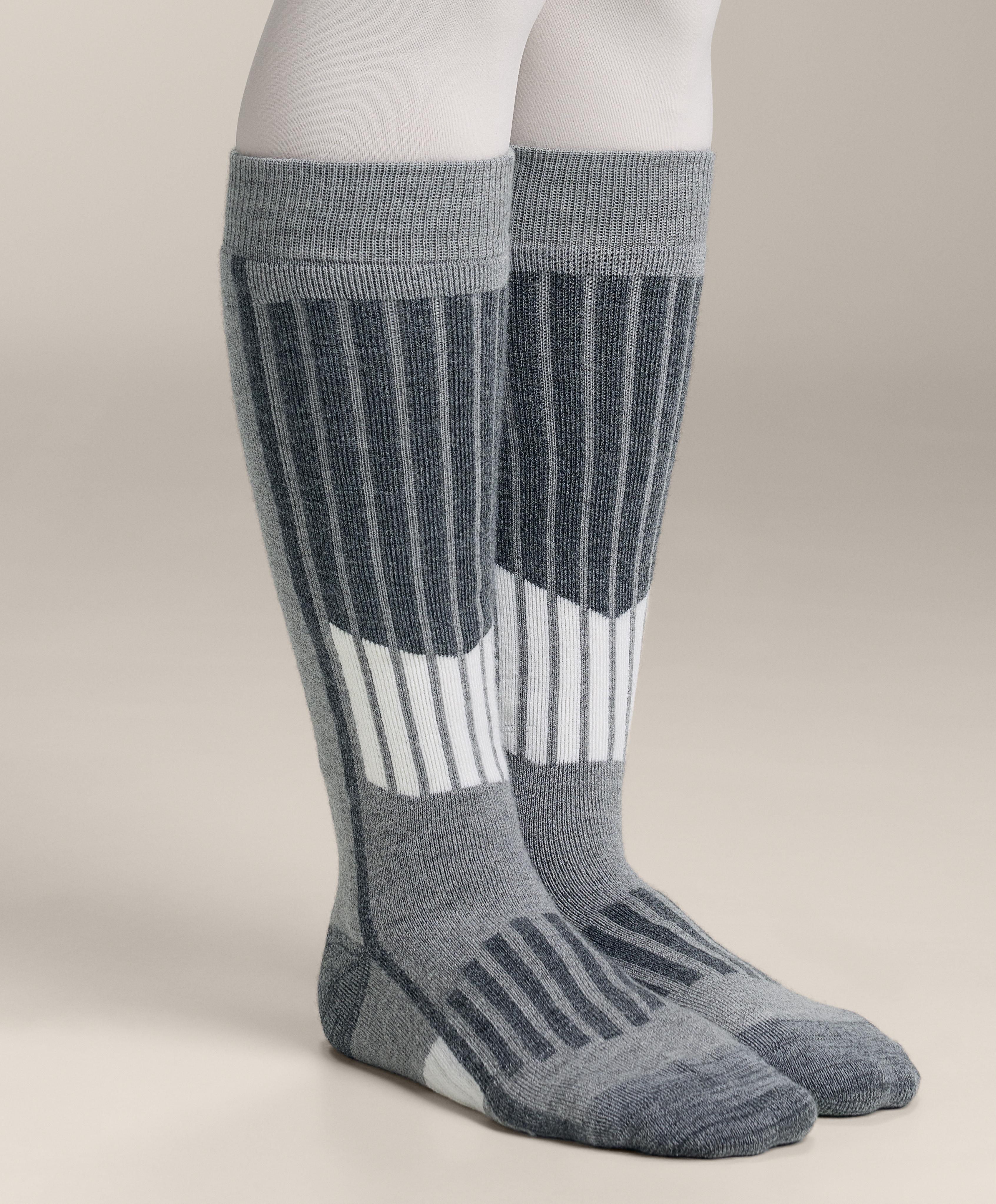 Primaloft® yarn WOOLMARK® wool blend long ski socks — GREY MELANGE