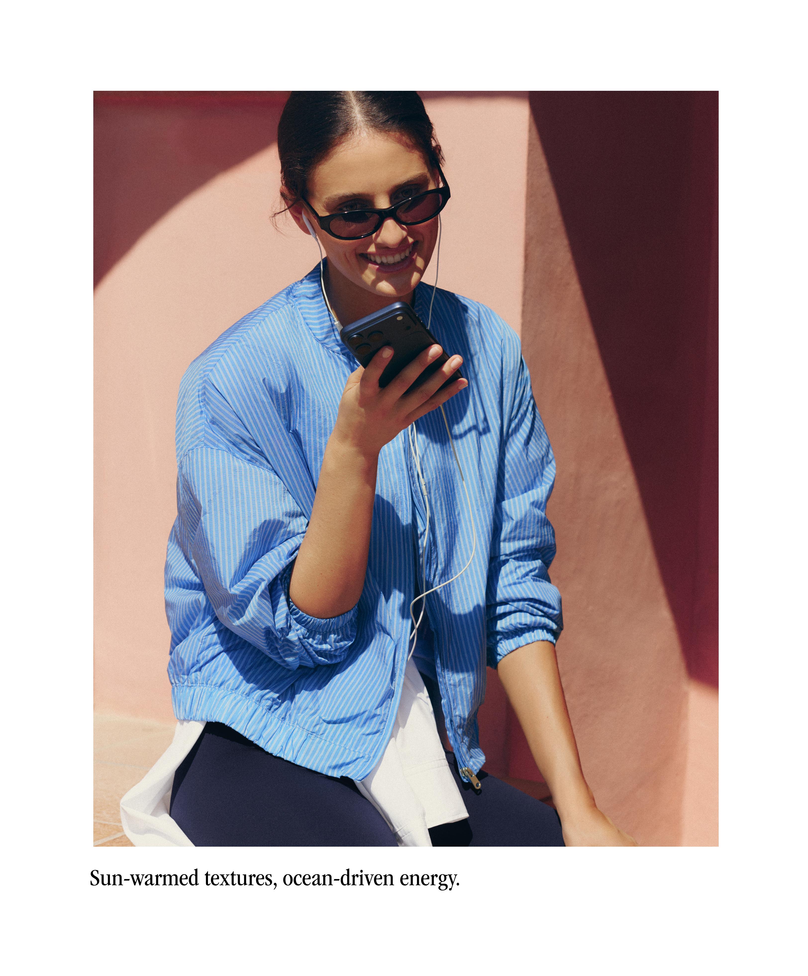 Track jacket with stripes — PALE LAVENDER BLUE