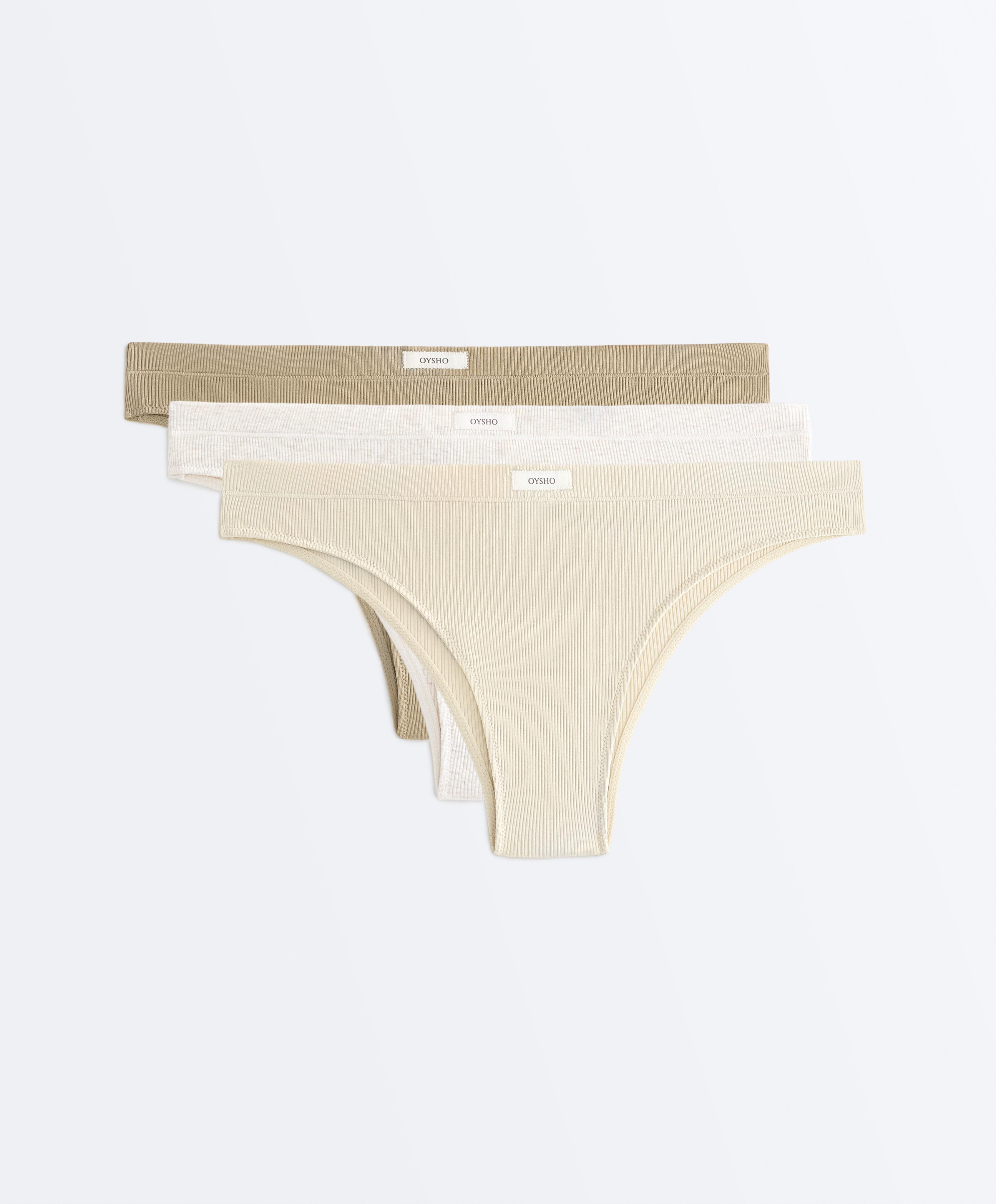 3 cotton blend rib logo thongs