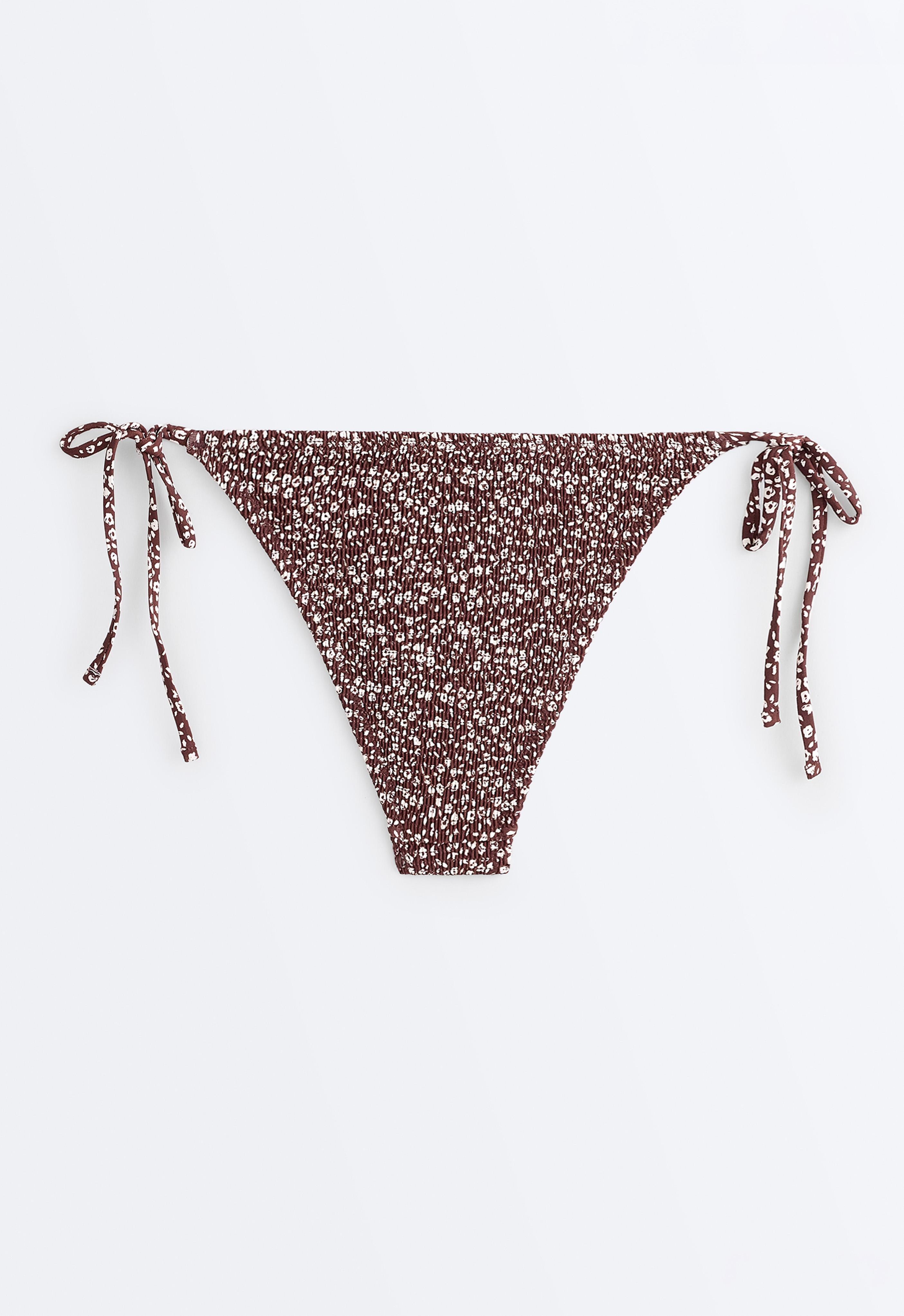 Smock tie medium-coverage bikini briefs — CHOCOLATE