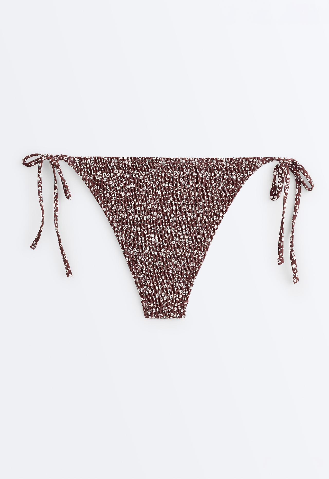 Smock tie medium-coverage bikini briefs — CHOCOLATE