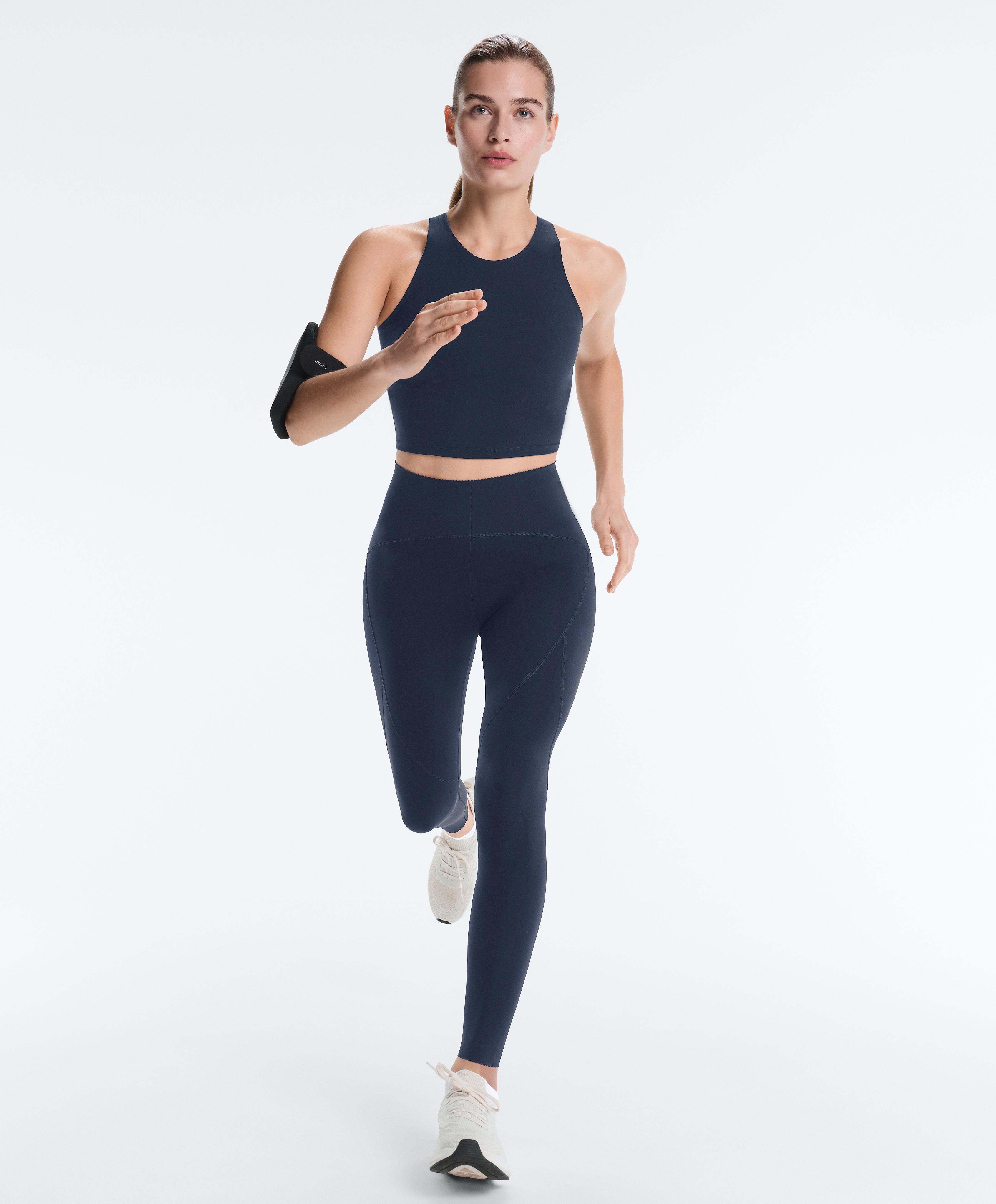 Compressive halter tank top — NAVY BLUE