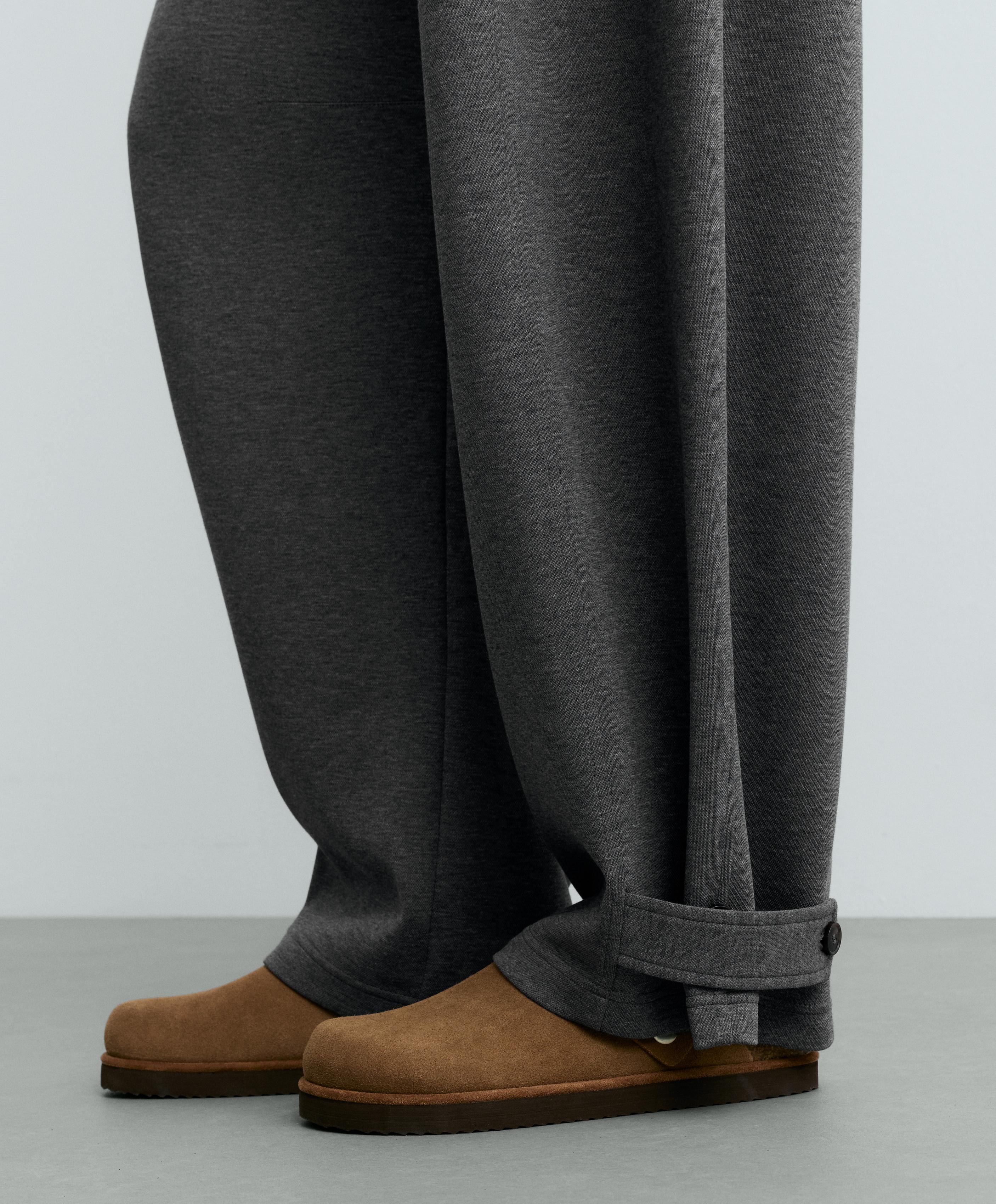 Split-leather buckled mules — LEATHER