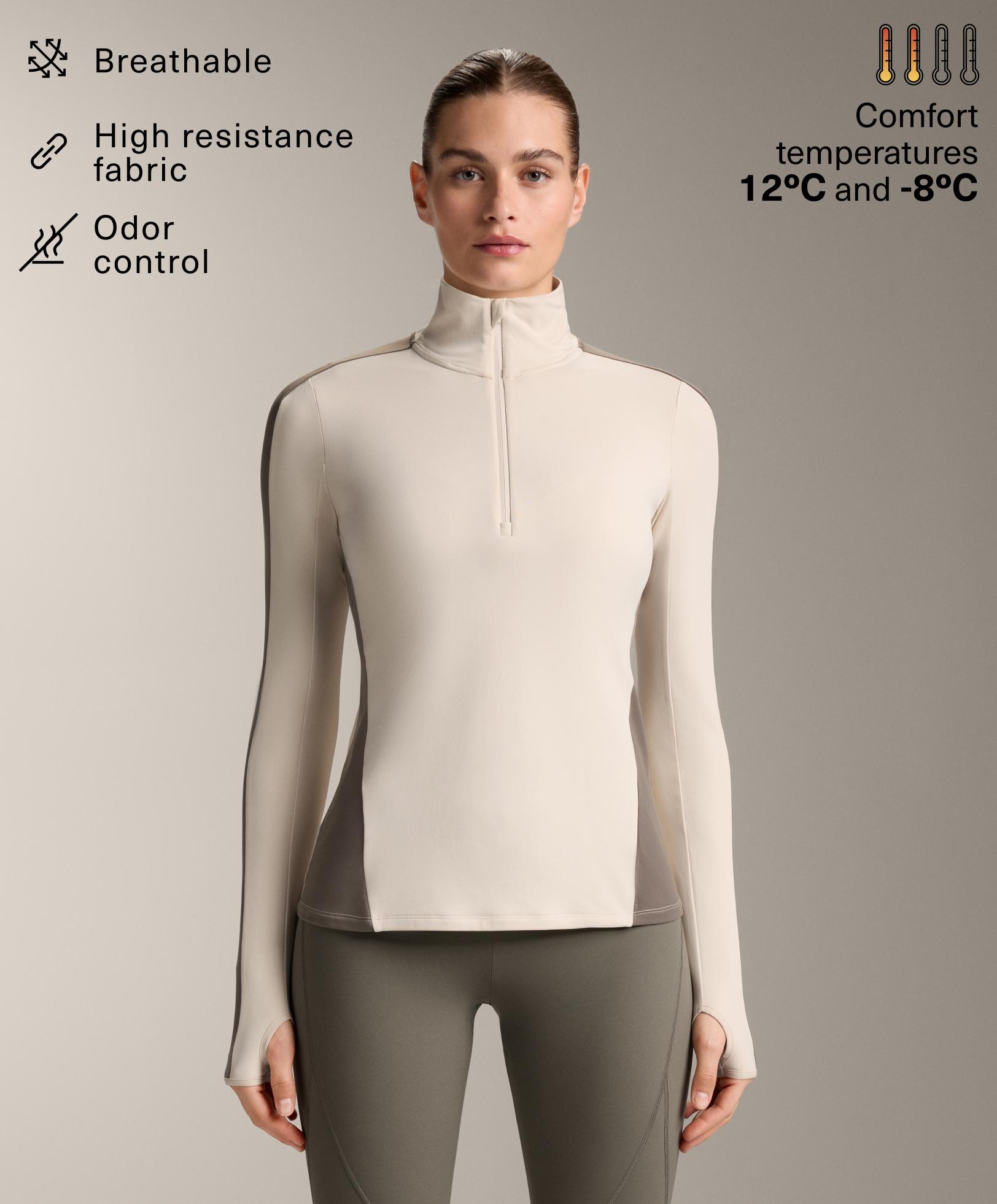 Thermisch basislaag T-shirt met halve rits