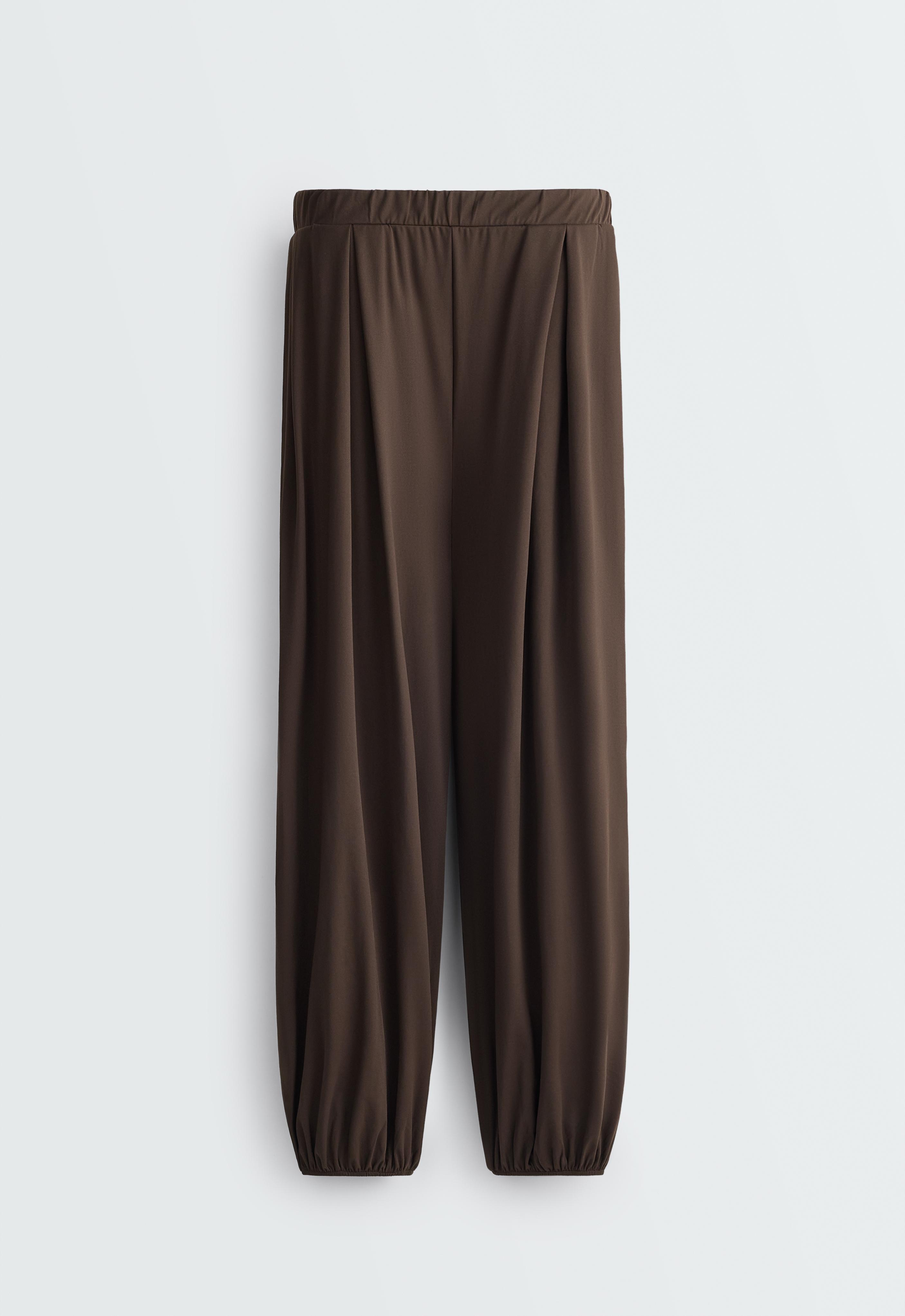 Comfortlux high-waisted pleated joggers — BROWN