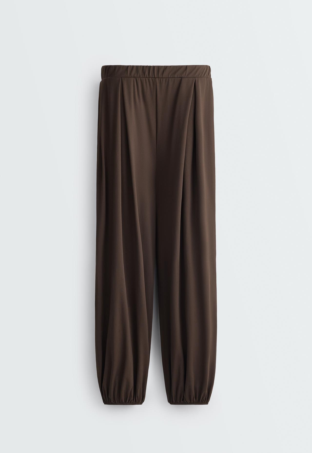Comfortlux high-waisted pleated joggers — BROWN