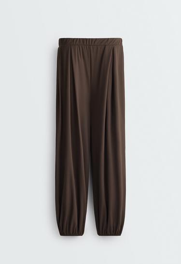 Comfortlux high-waisted pleated joggers — BROWN 6