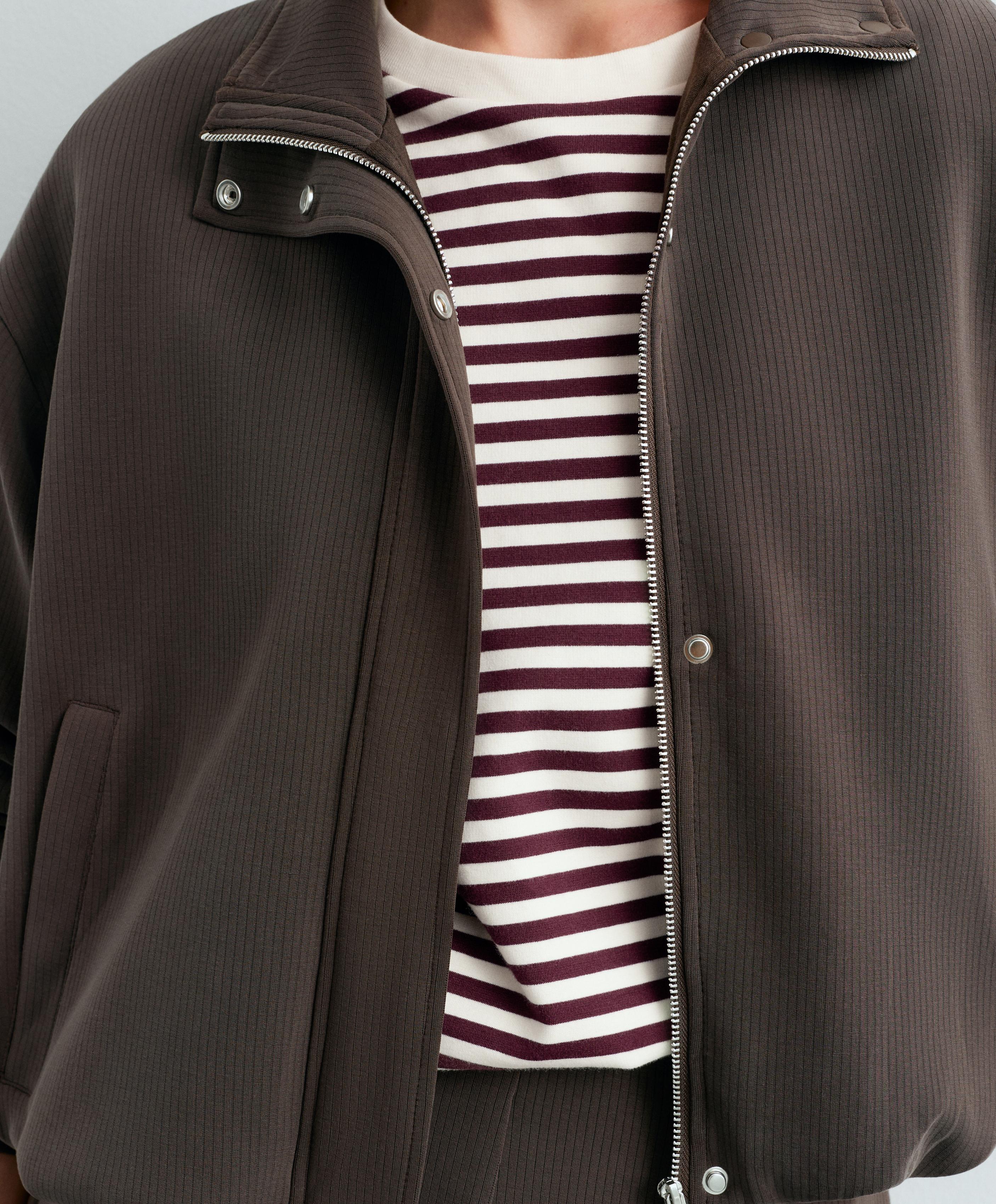 Striped jacket with modal — BROWN