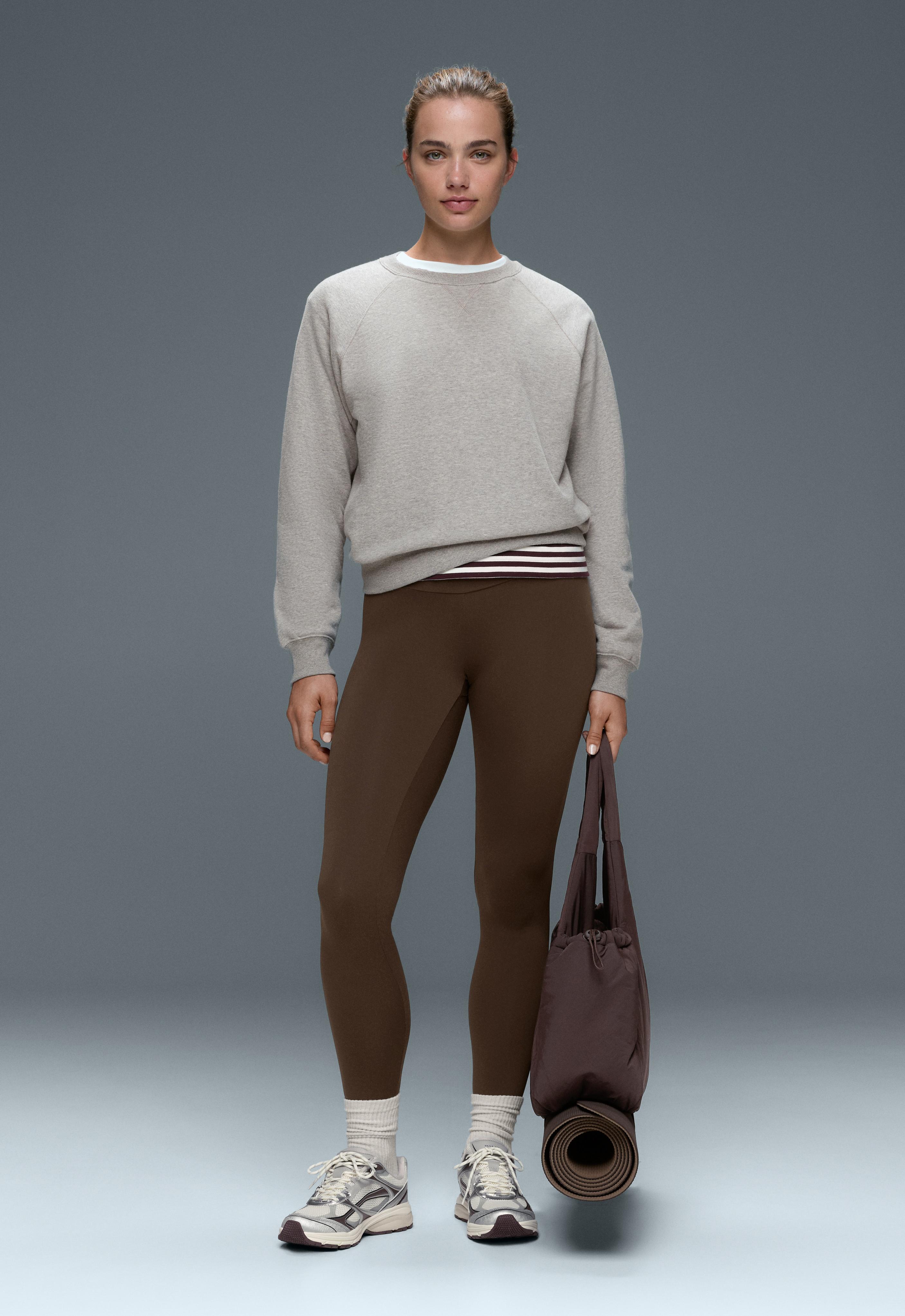 Comfortlux high-waisted ankle-length leggings — DARK BROWN