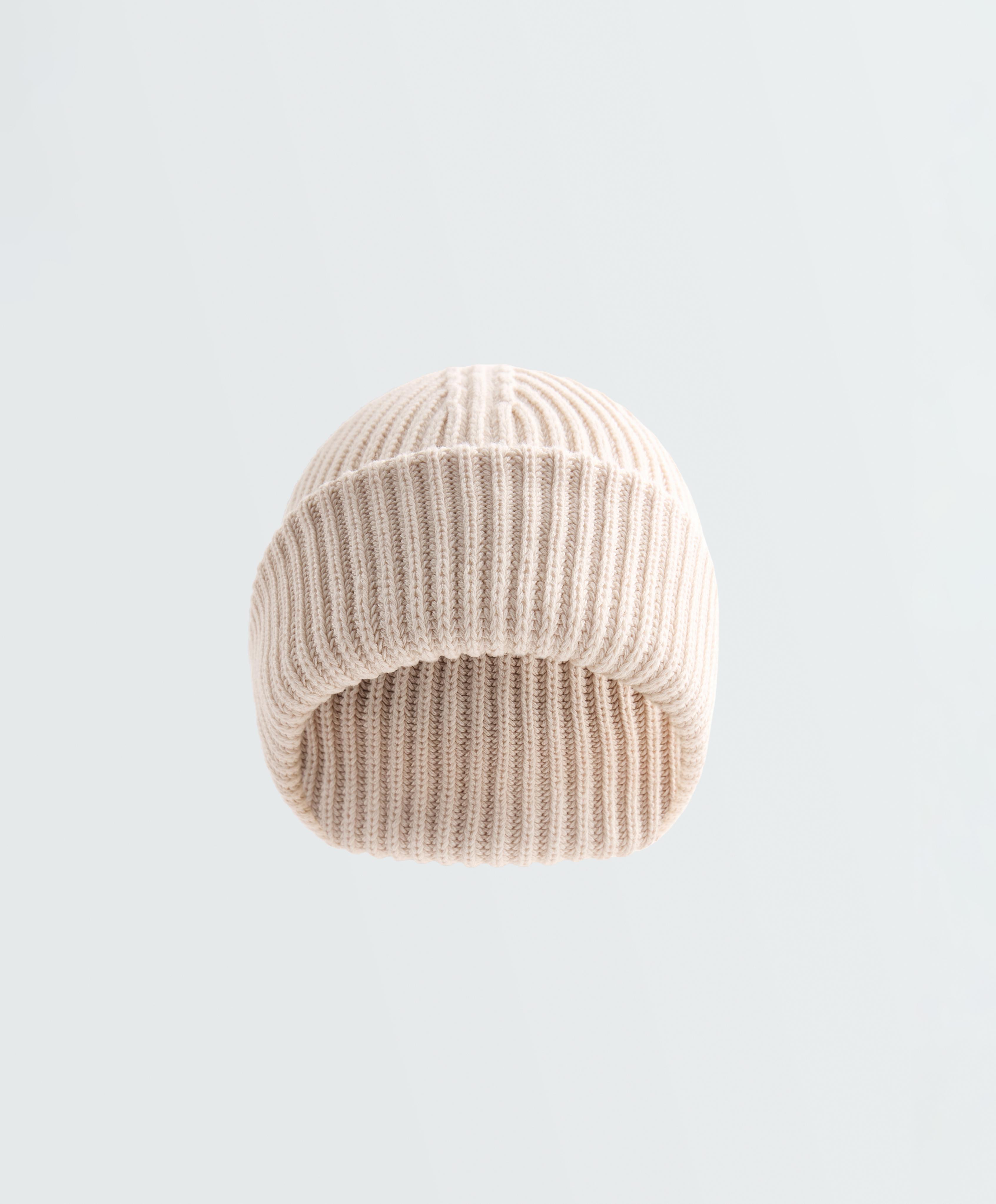 100% cotton ribbed beanie — ECRU