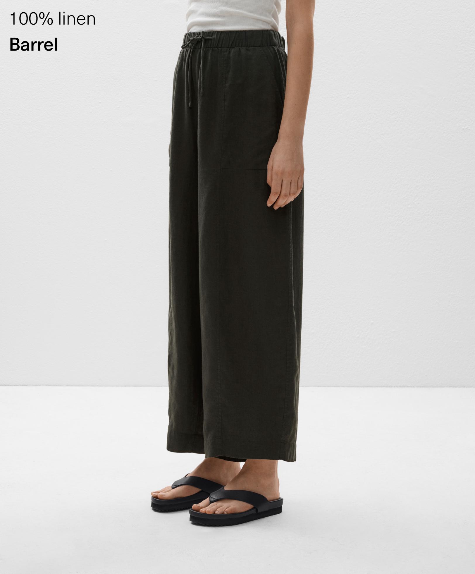 100% linen barrel trousers