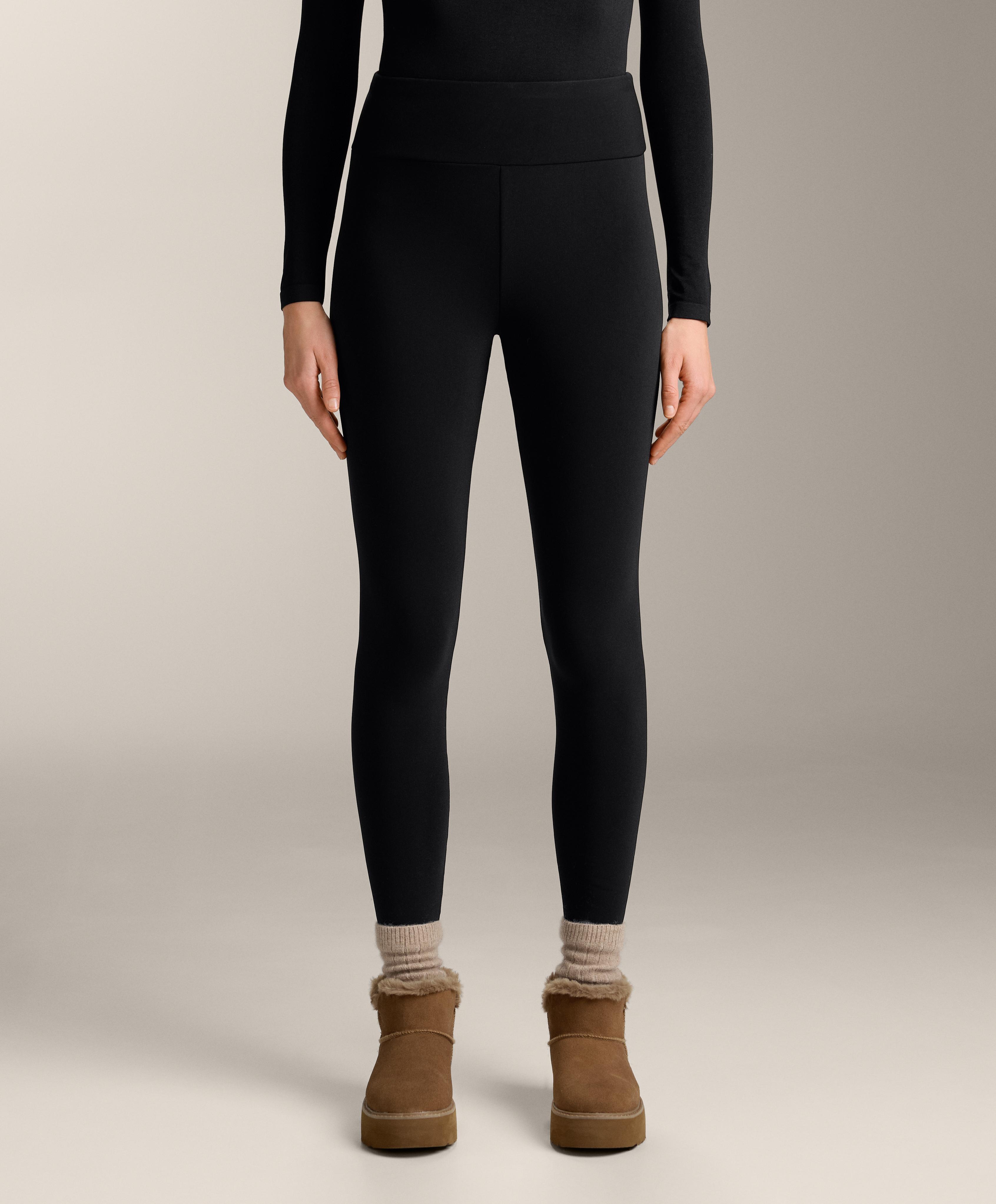 Super-extra-warm seamless 70cm high-rise ankle-length leggings — BLACK