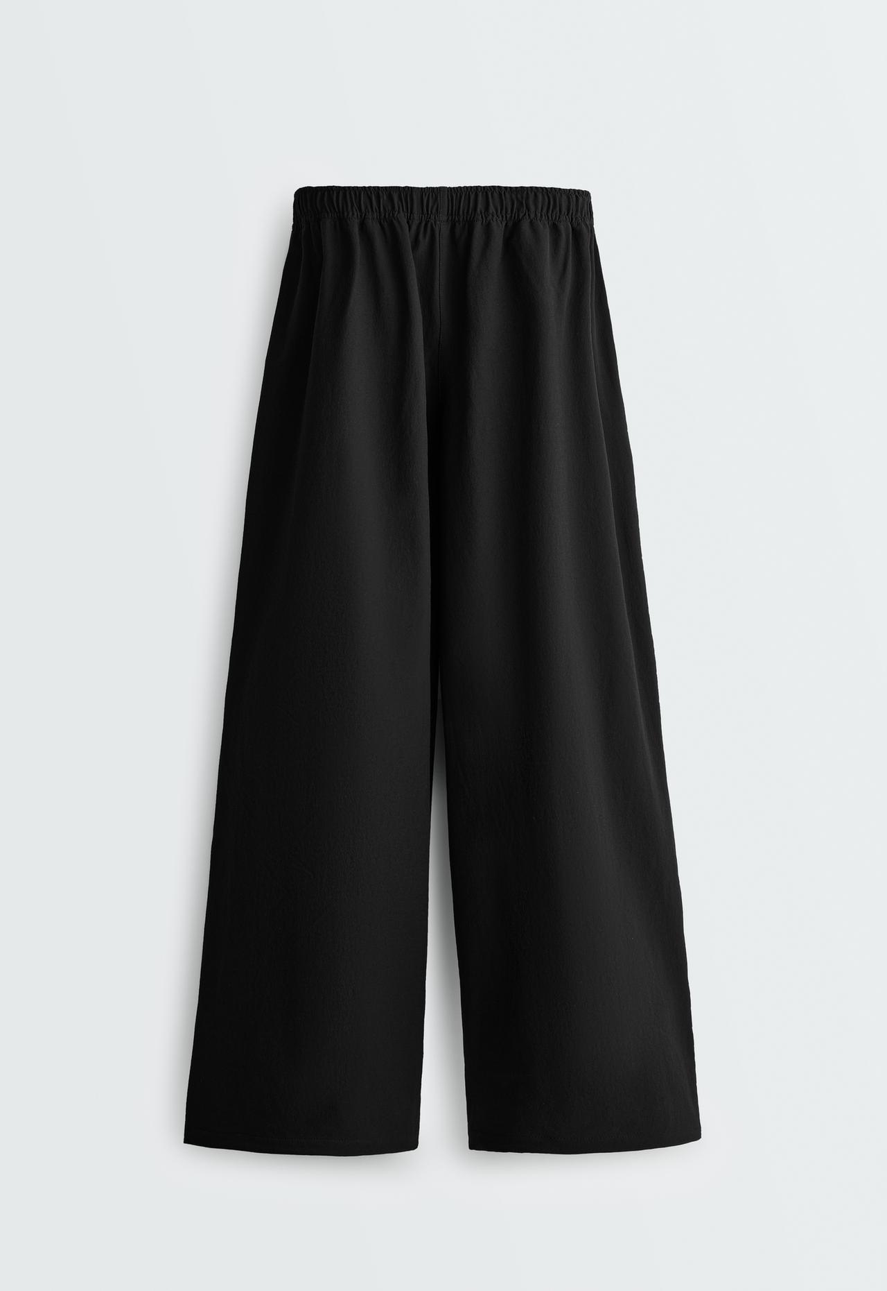 Adjustable technical wide-leg trousers — BLACK