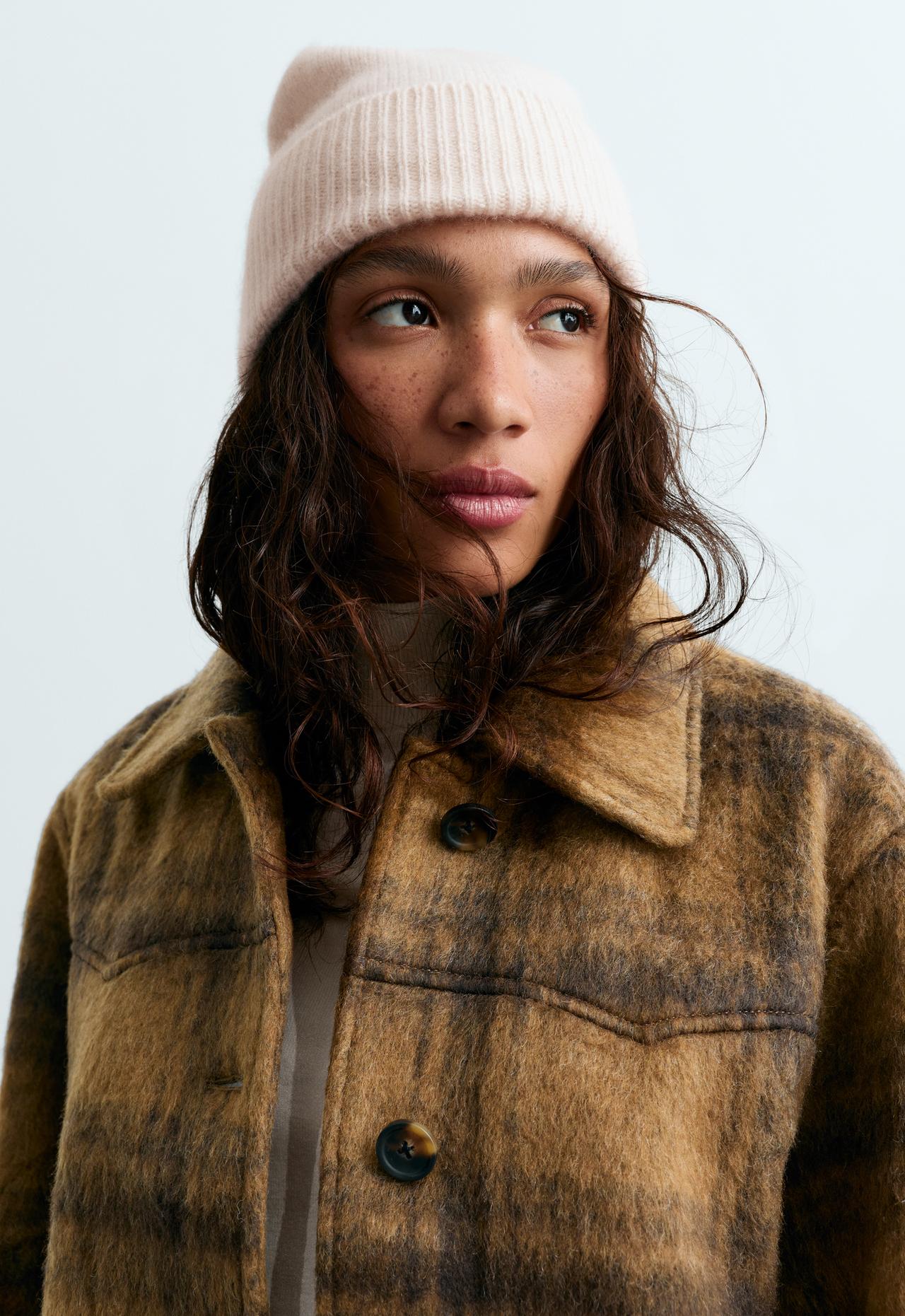 100% cashmere knit beanie — ECRU