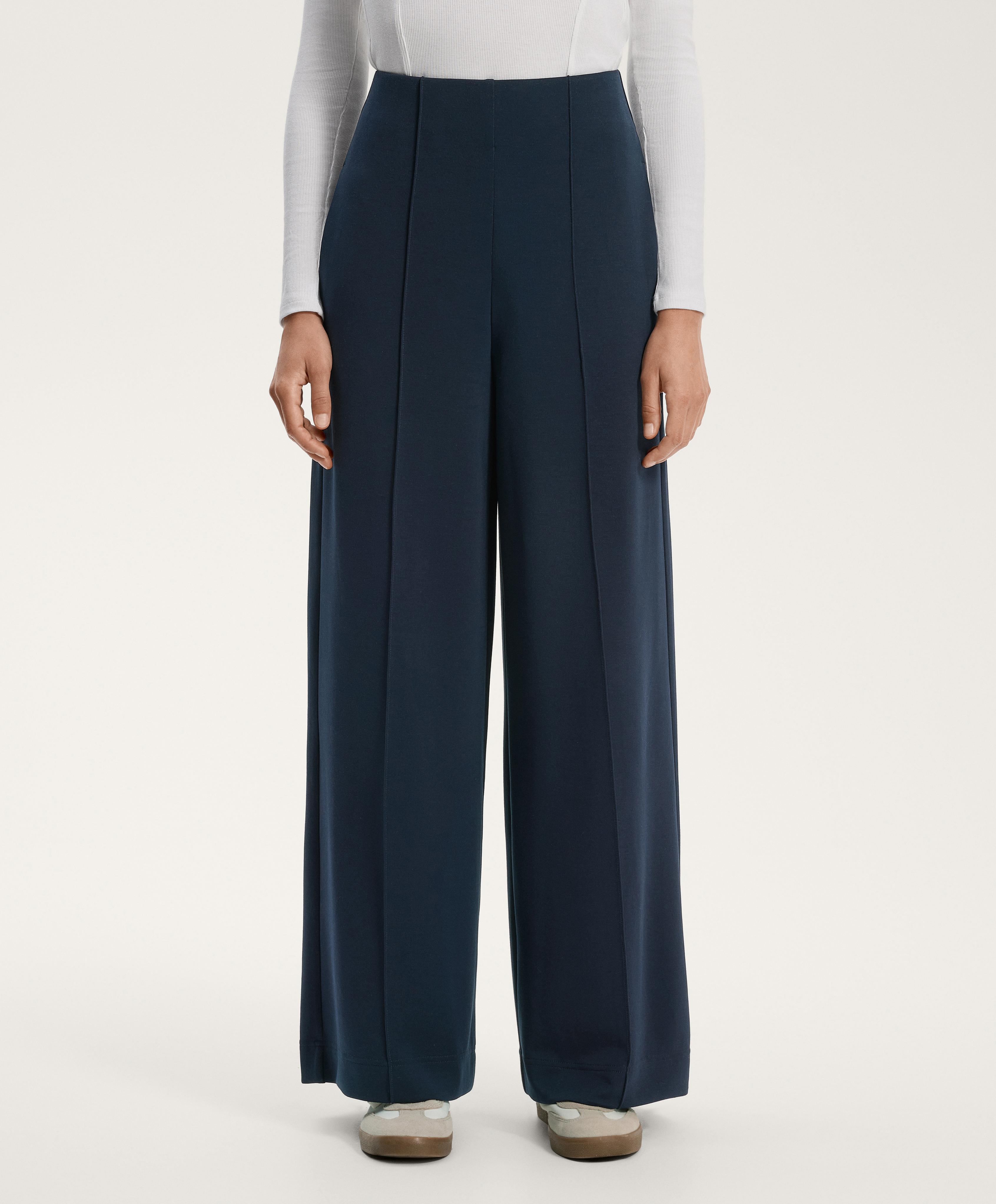 Straight-leg trousers with modal and crease — NAVY BLUE