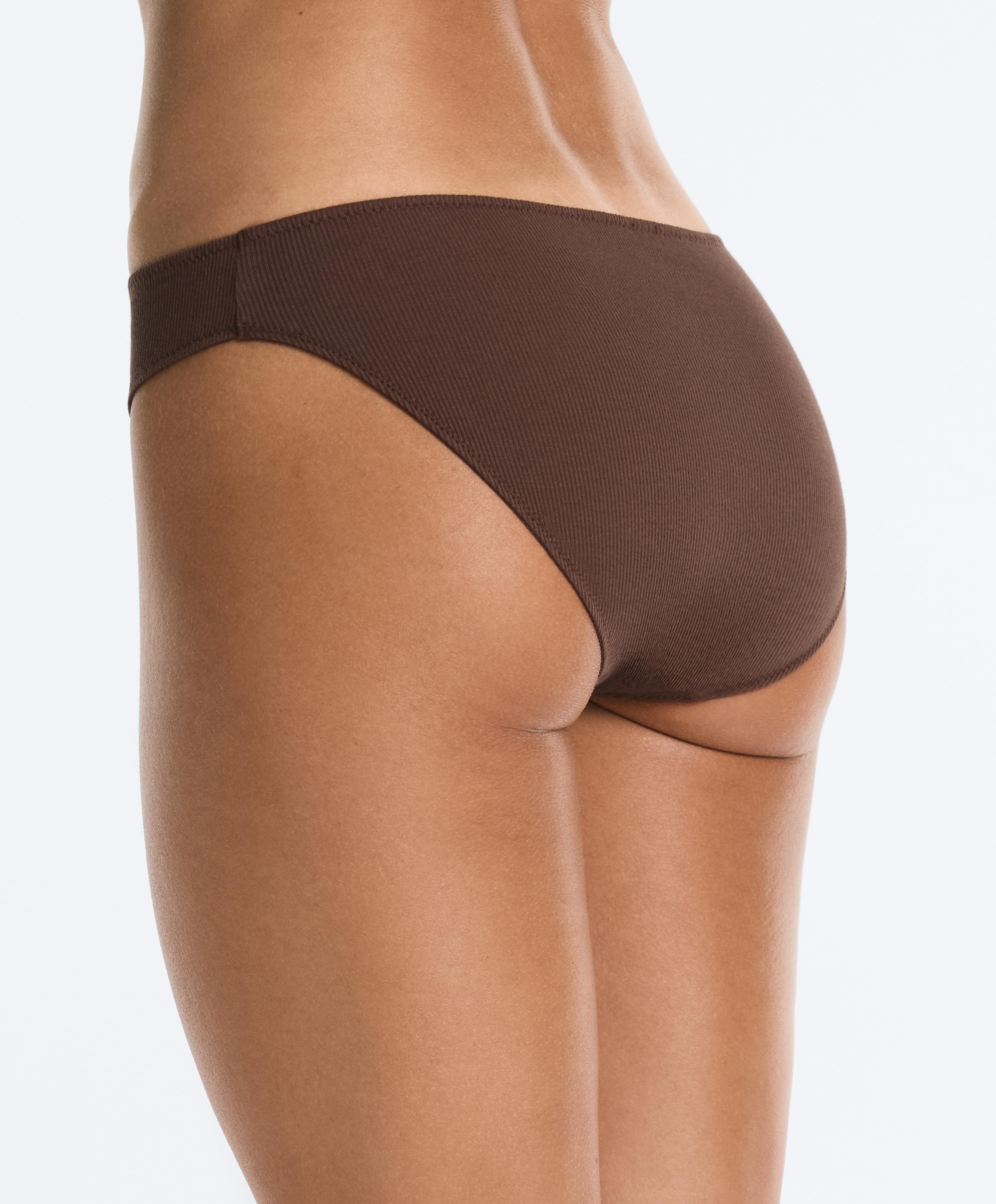 5 cotton blend rib classic briefs — CHOCOLATE      