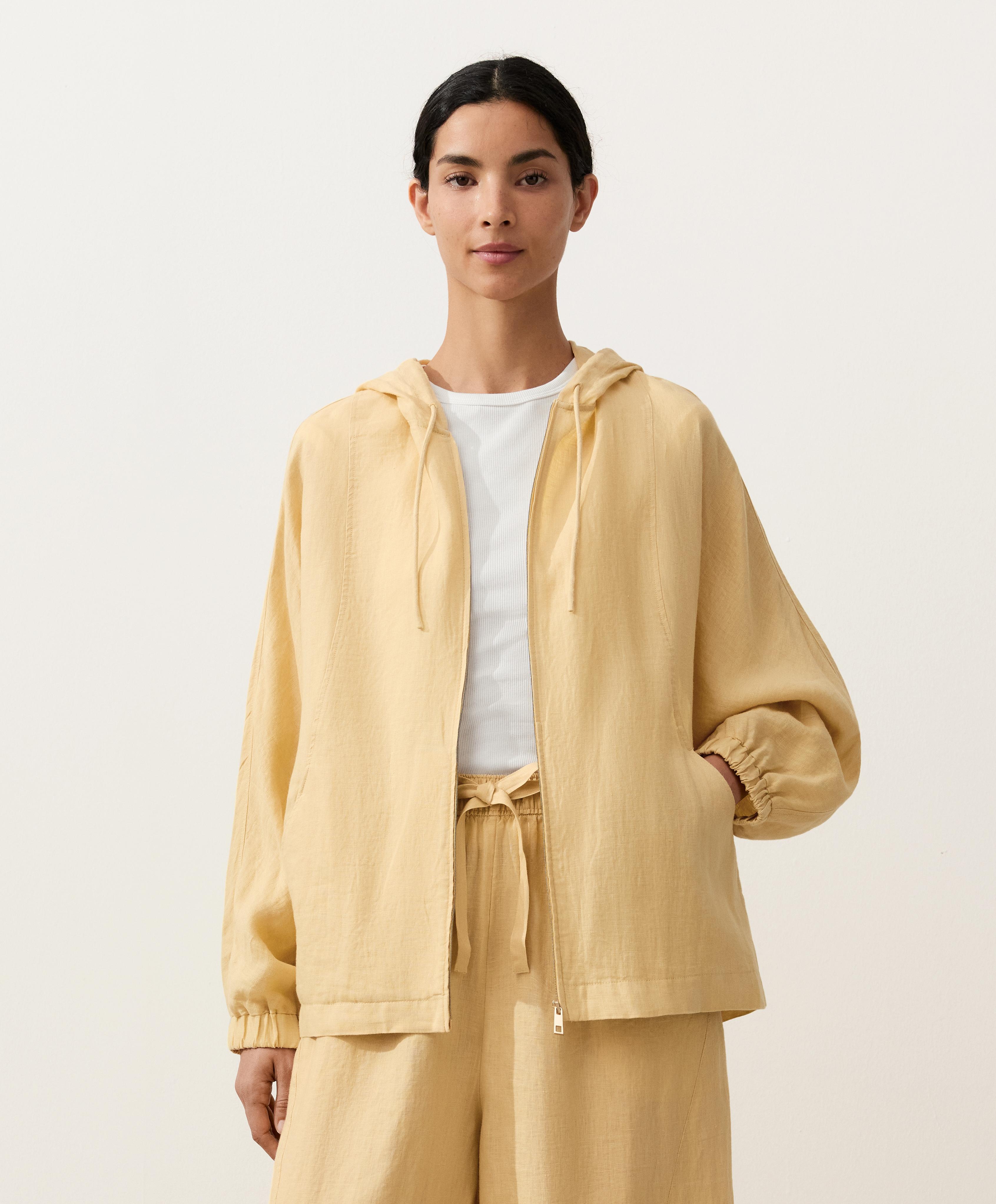 Veste à rayures avec capuche 100&nbsp;% lin