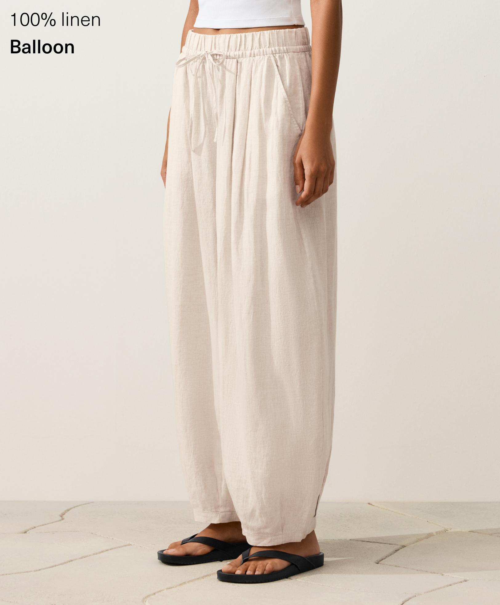 Брюки-бананы из 100%-го льна Брюки-бананы из 100%-го льна