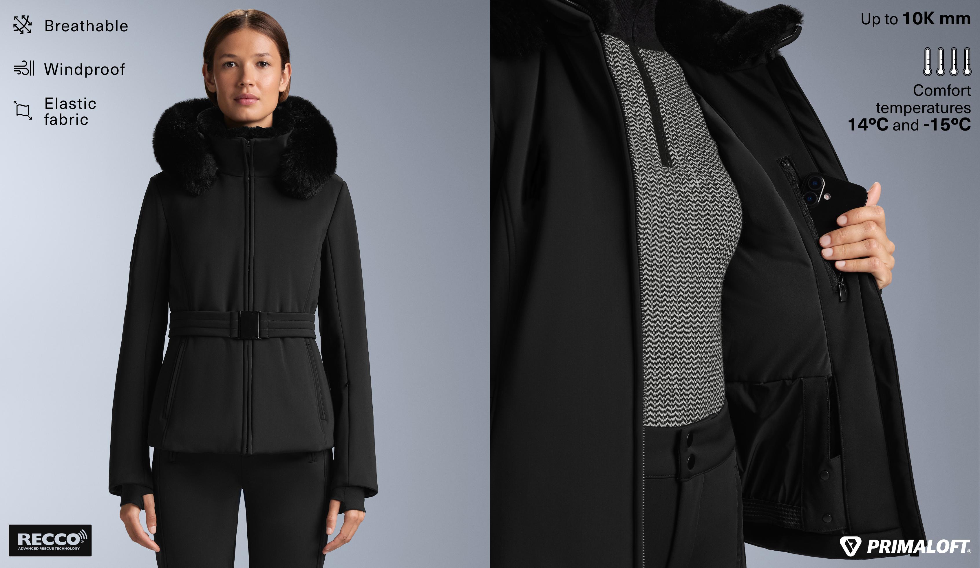 Primaloft® SKI water-resistant super-slim fit jacket — BLACK
