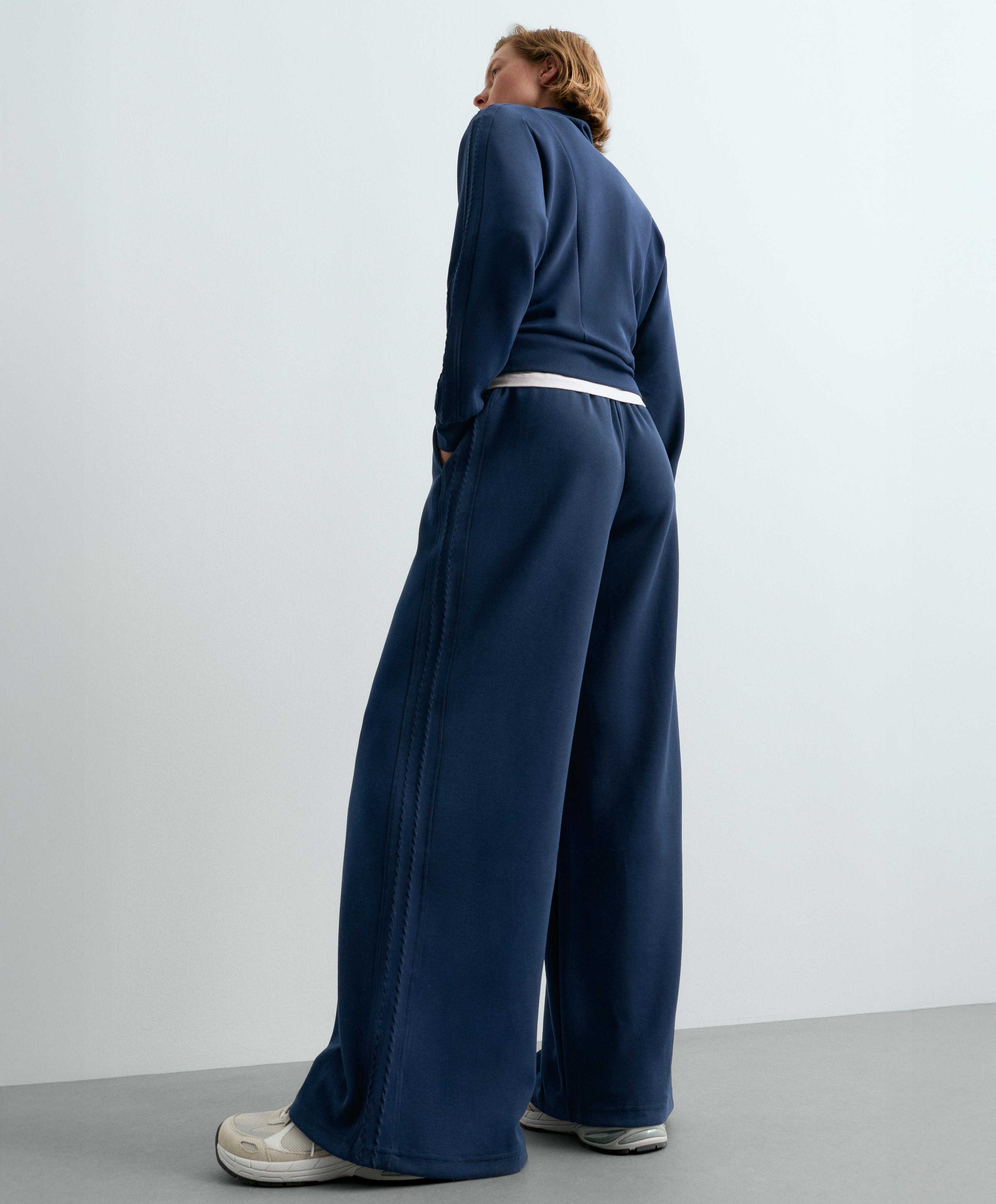 Straight-leg trousers with soft-touch modal — NAVY BLUE