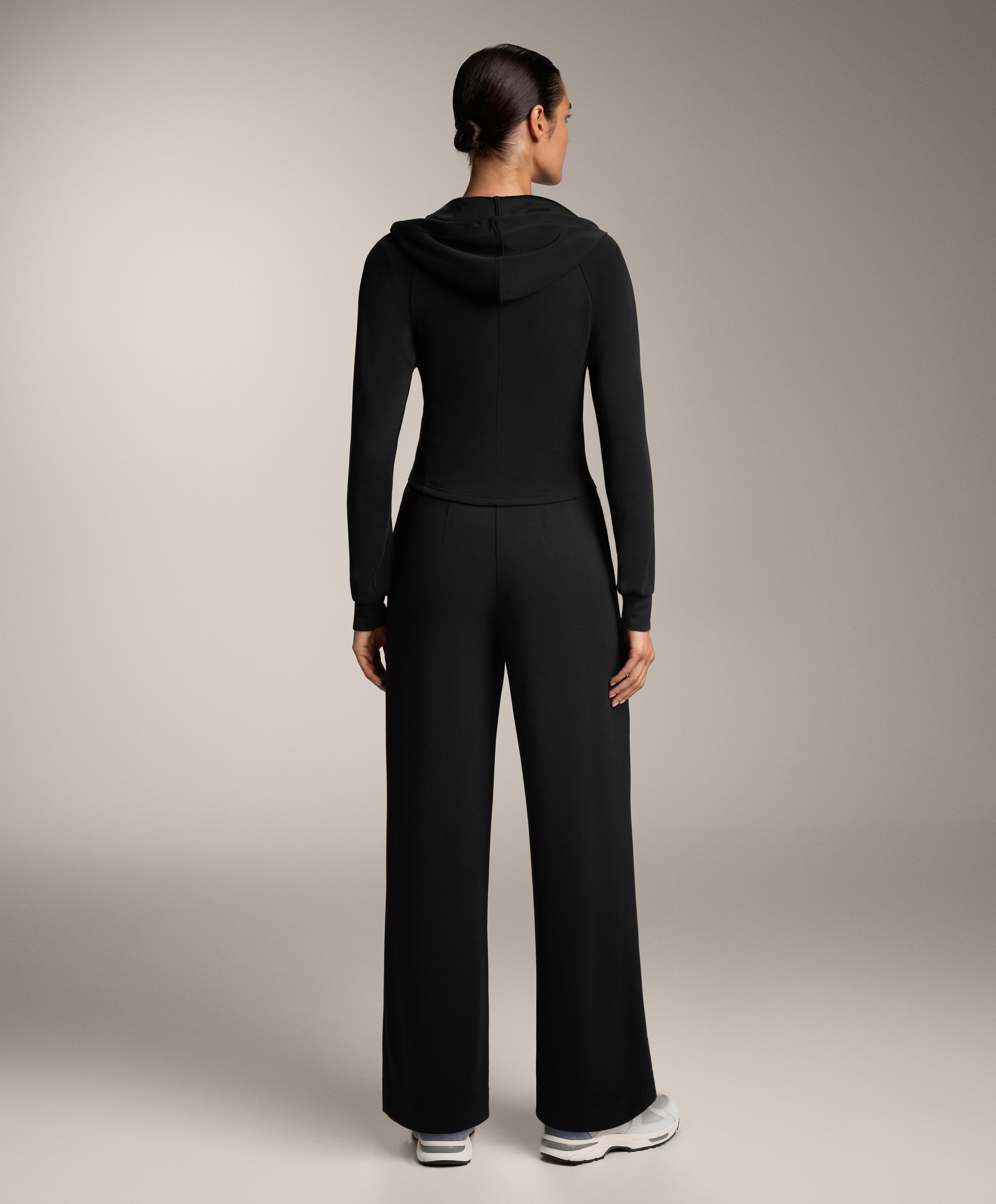 Straight-leg trousers with modal and crease — BLACK