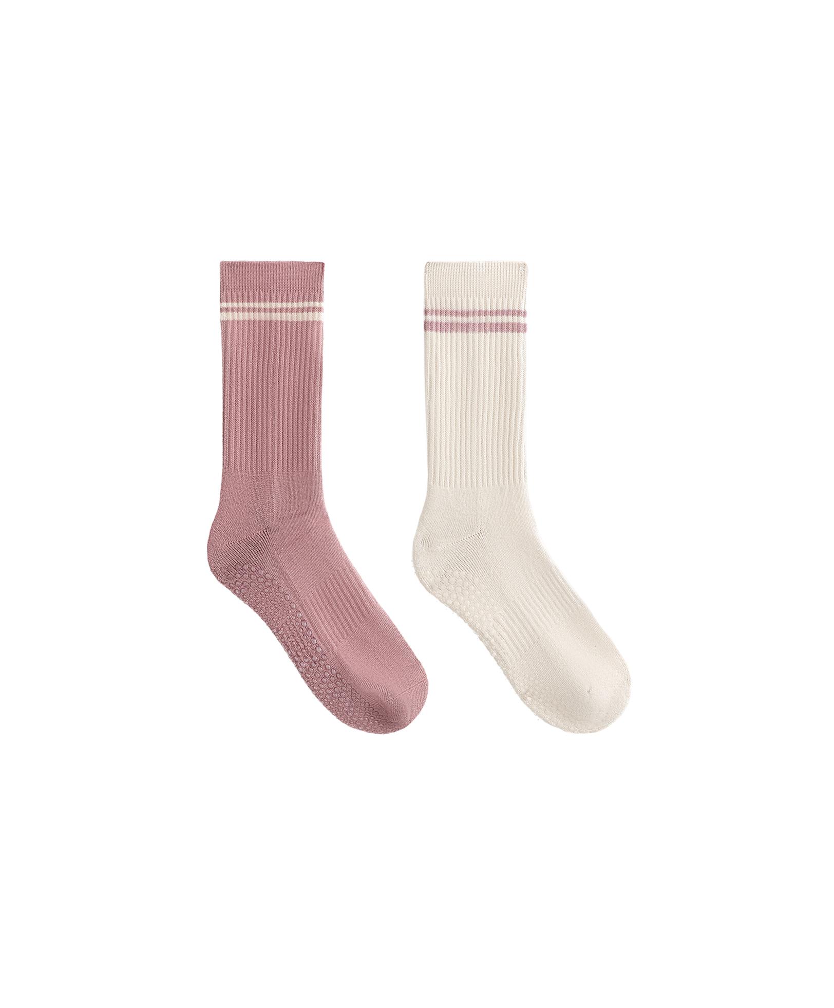 2 pairs of classic cotton blend yoga and Pilates socks — SOFT PINK