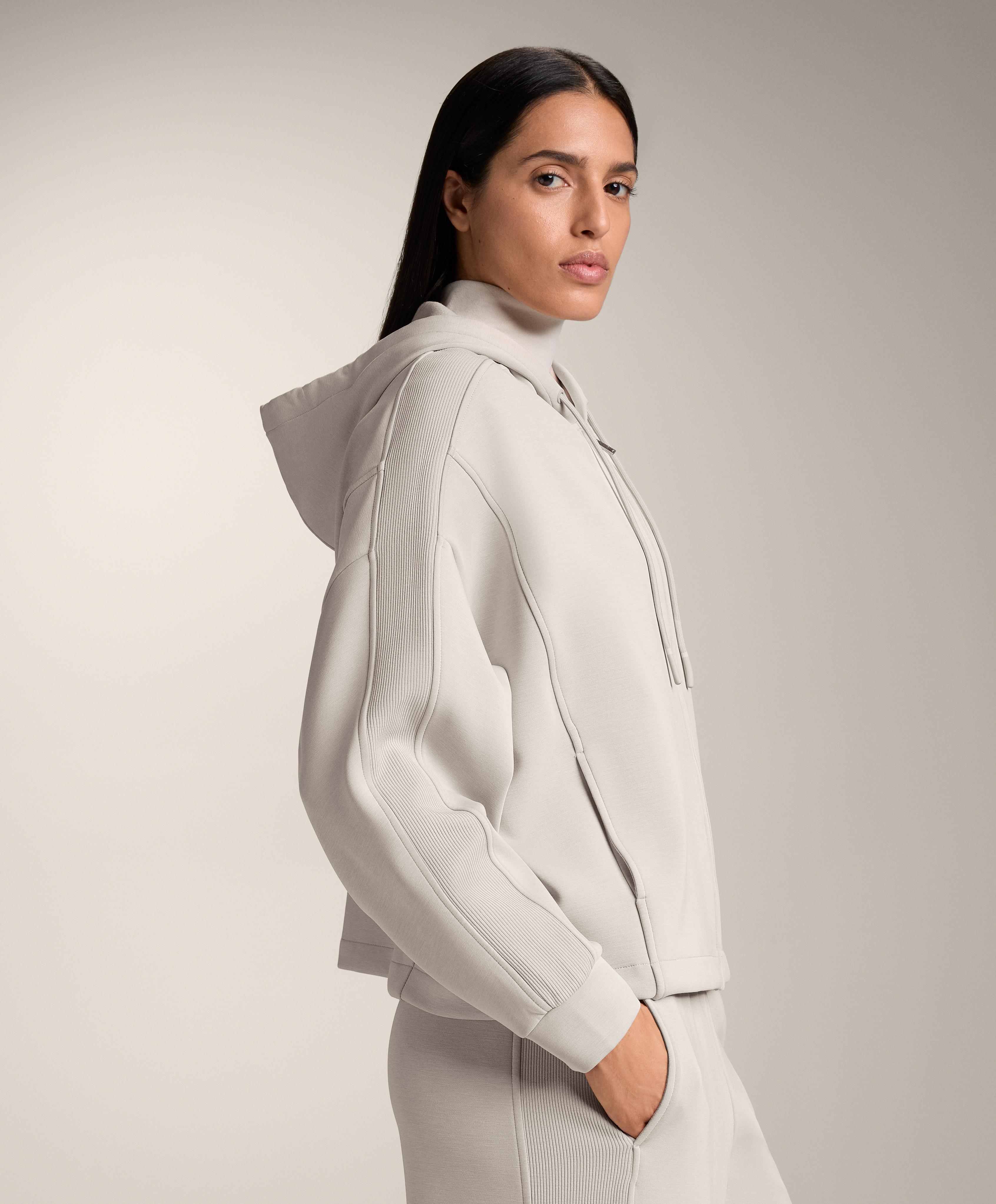 Hooded jacket with Rib details with Brushed modal