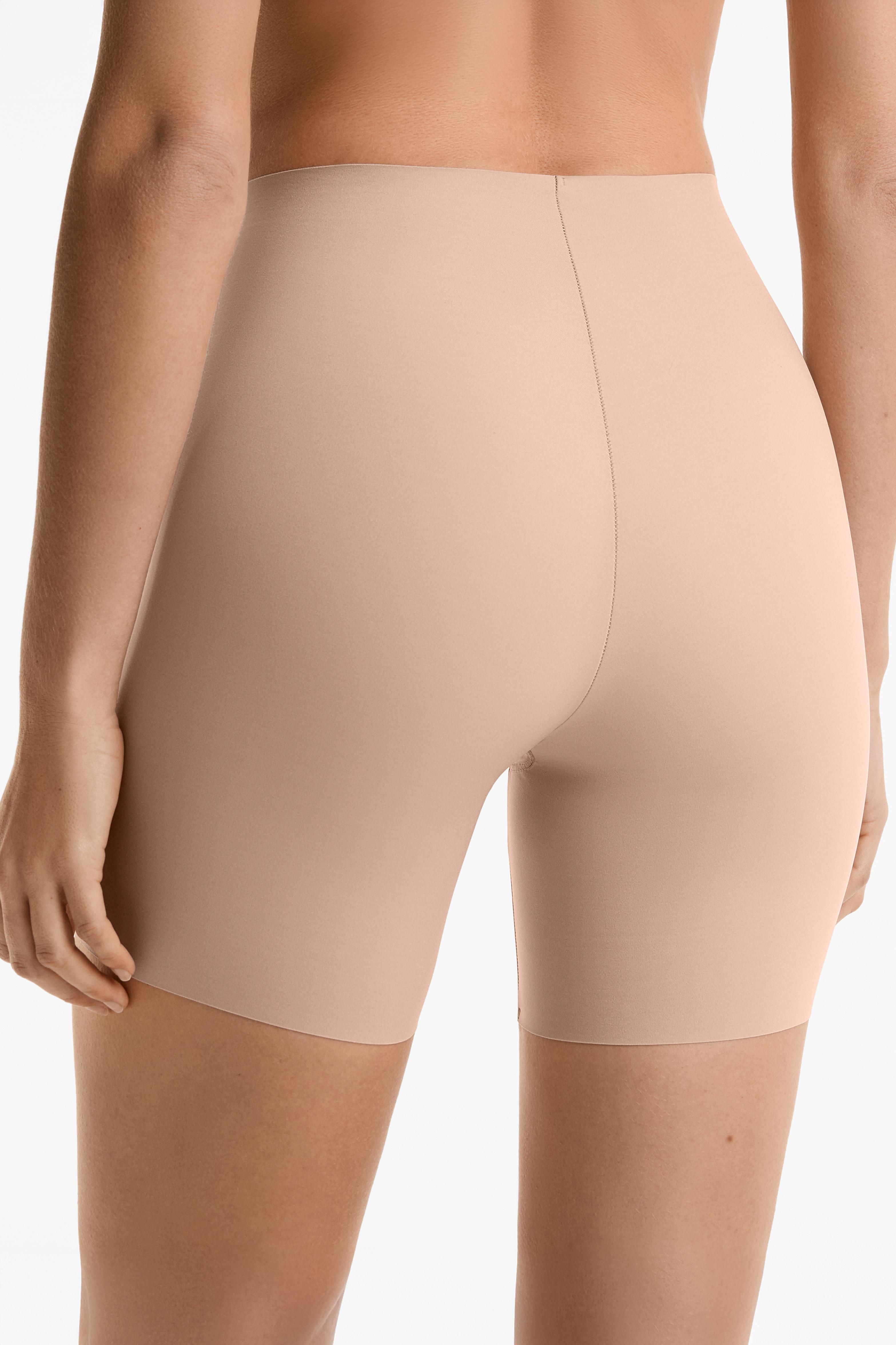 High-waisted invisible laser-cut cycling briefs — BEIGE