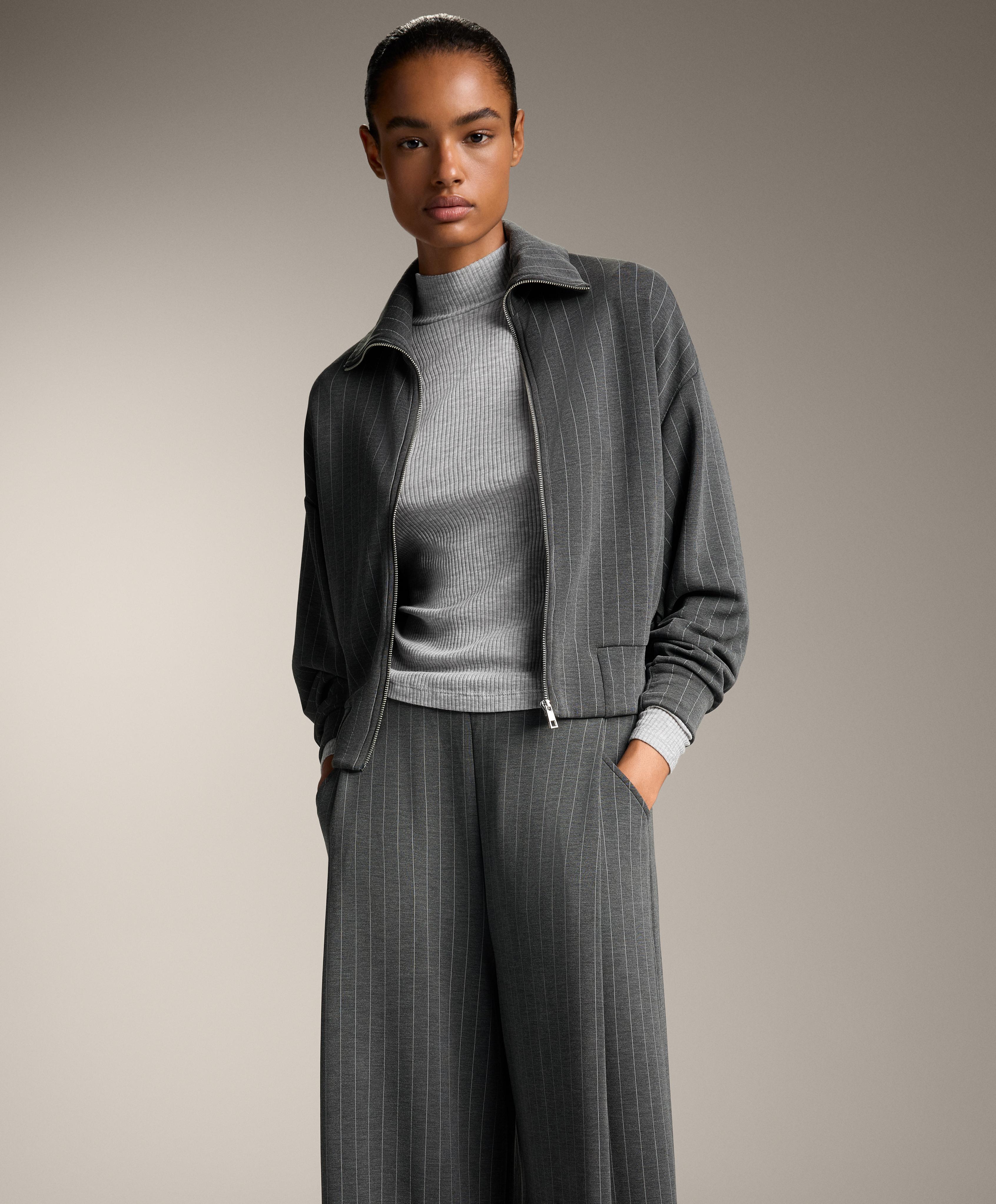 Rib high-neck base layer T-shirt with lyocell