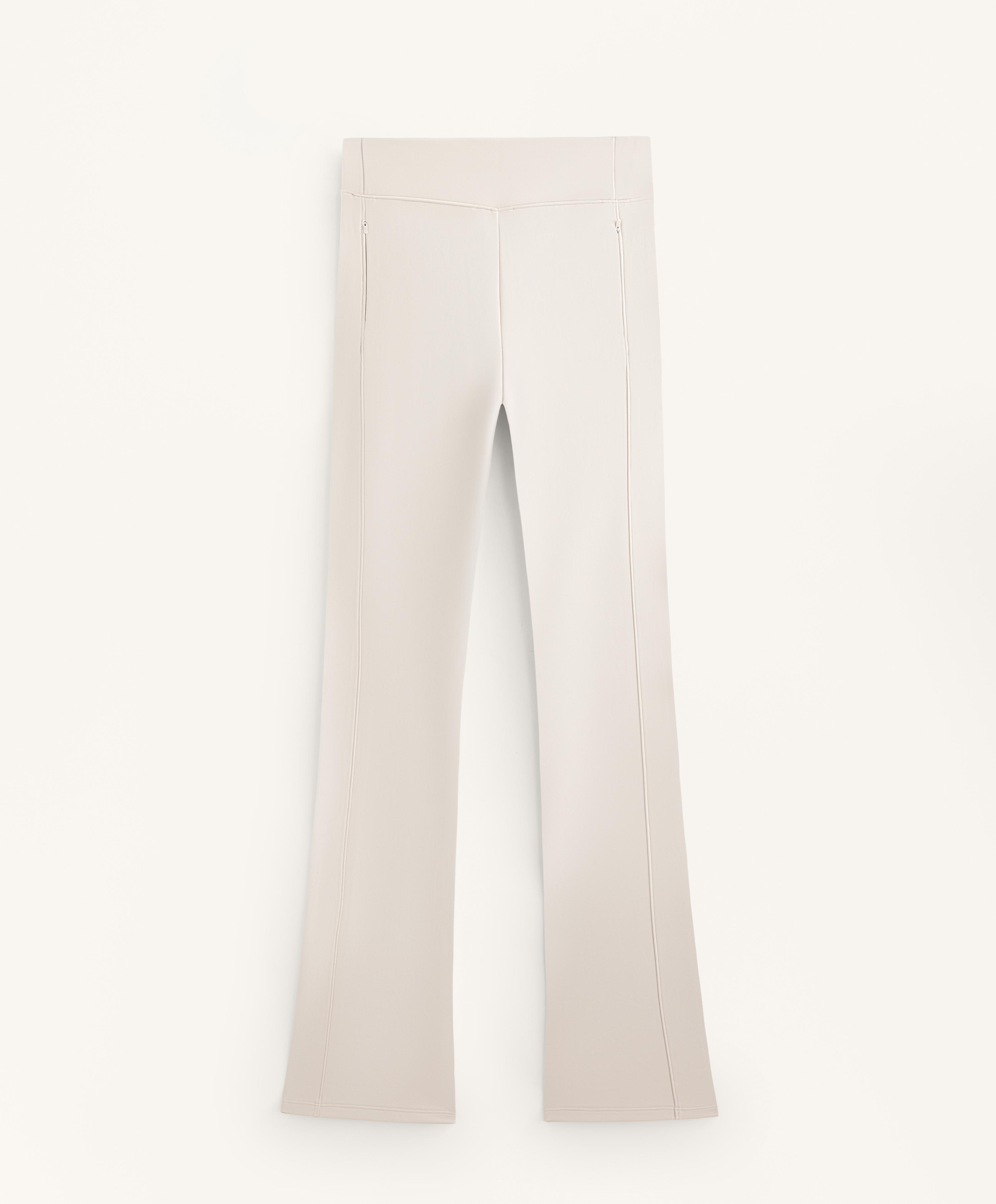 High rise warm flare trousers with pockets — PALE MINK
