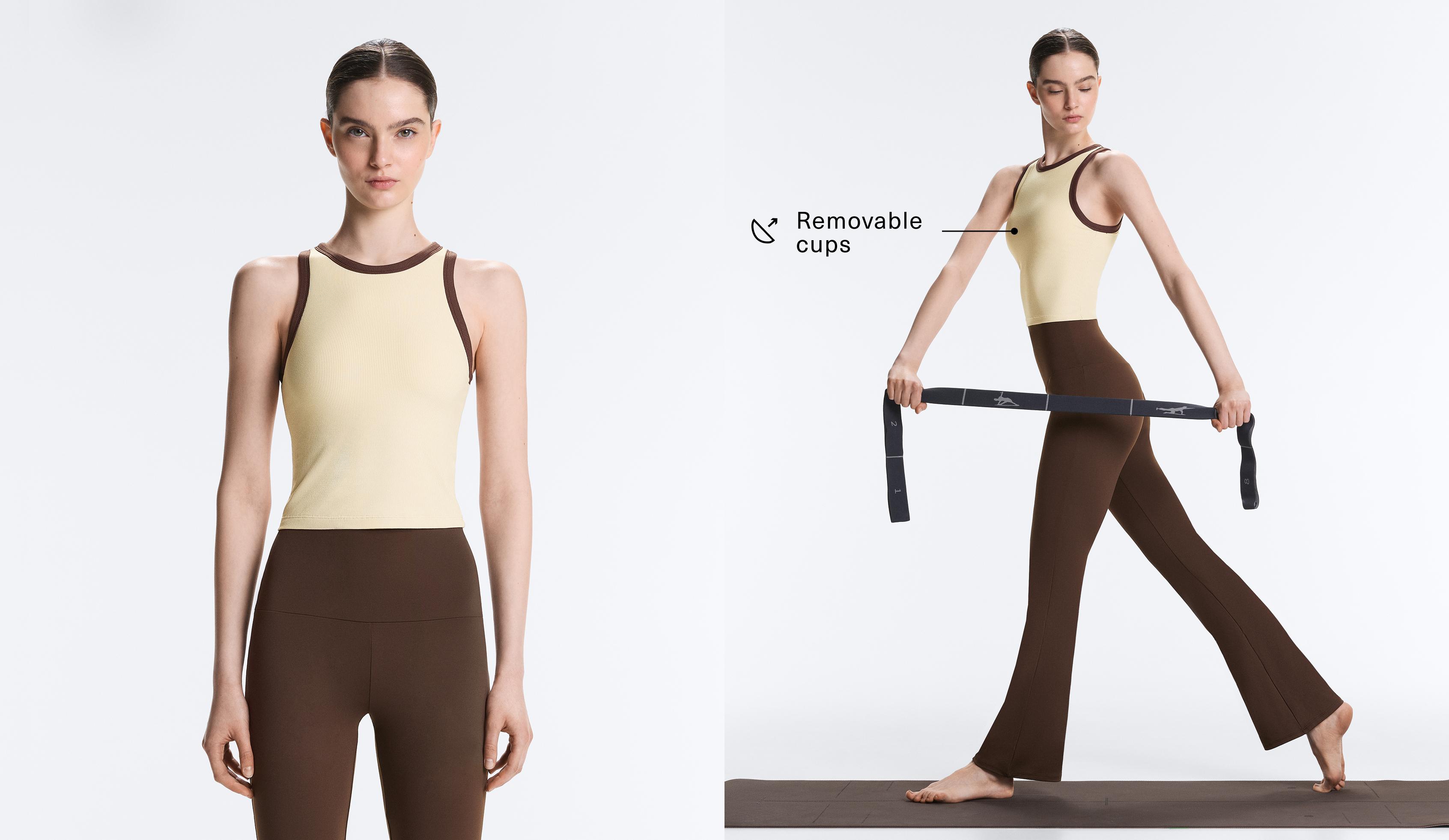 Rib modal blend long tank top — VANILLA