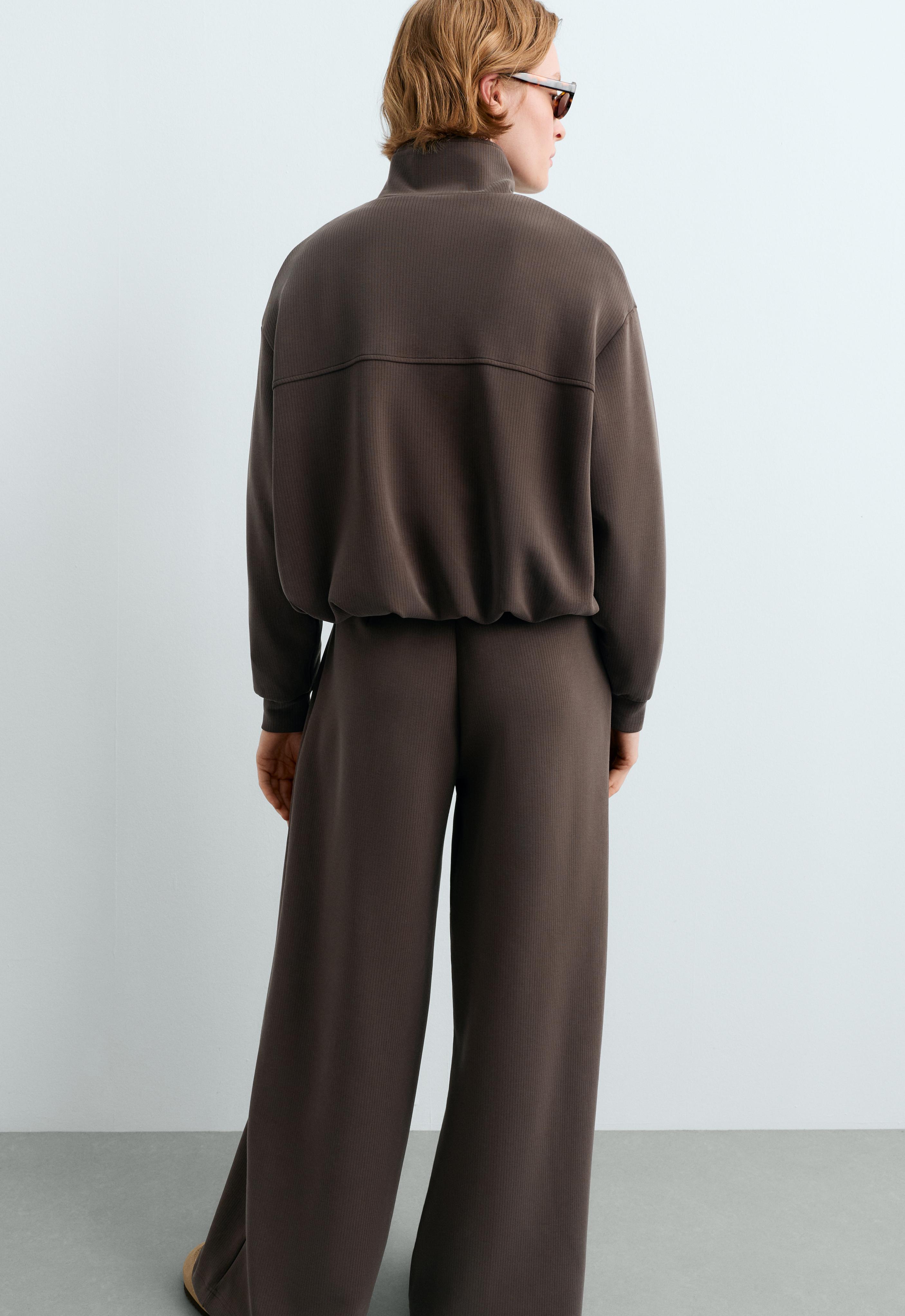 Striped jacket with modal — BROWN