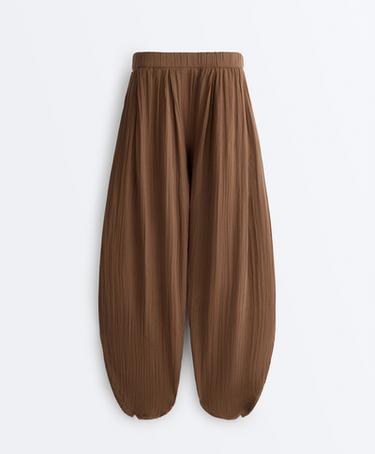 100% cotton muslin balloon trousers — TAN 8