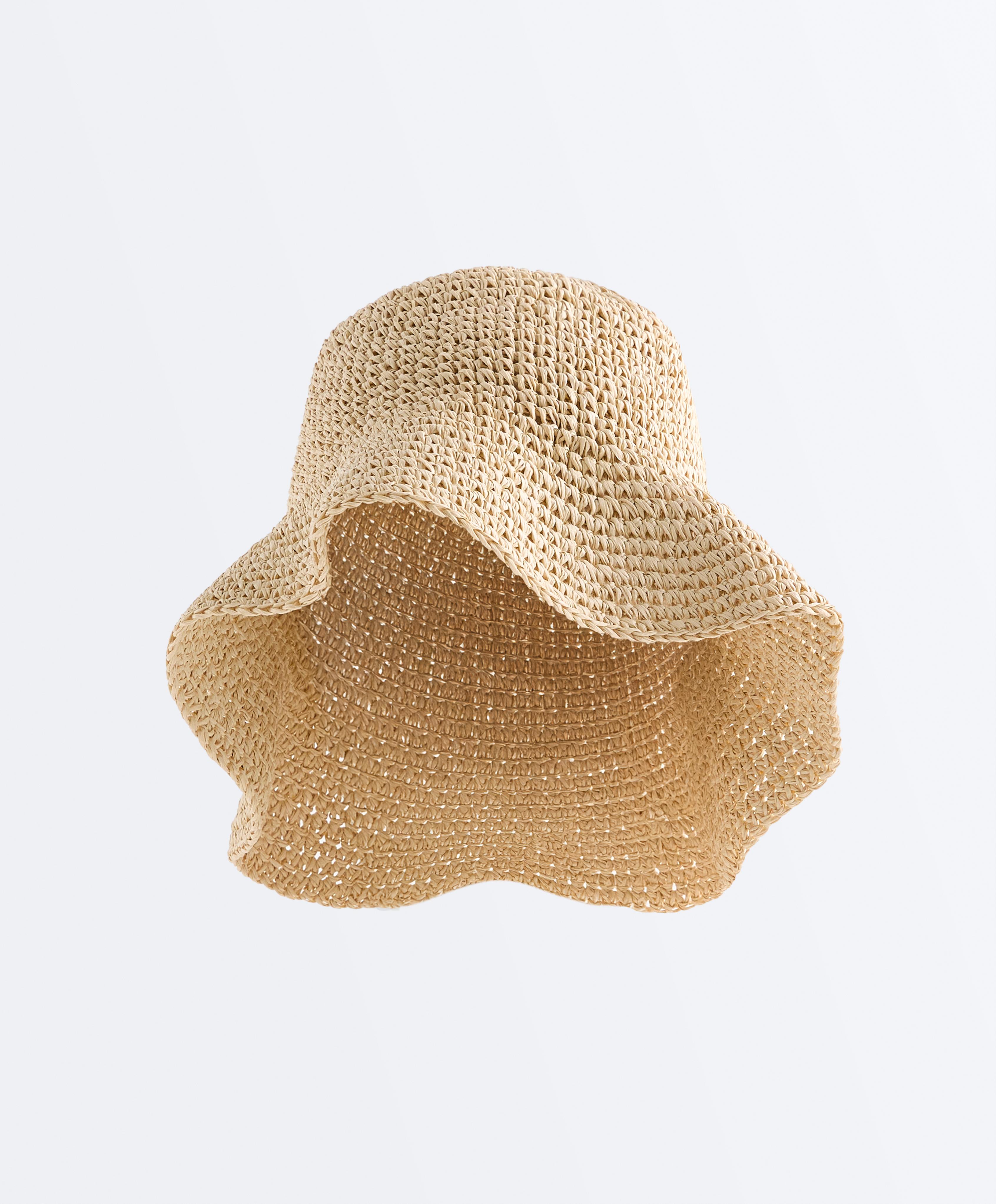 Raffia-effect bucket hat — NATURAL