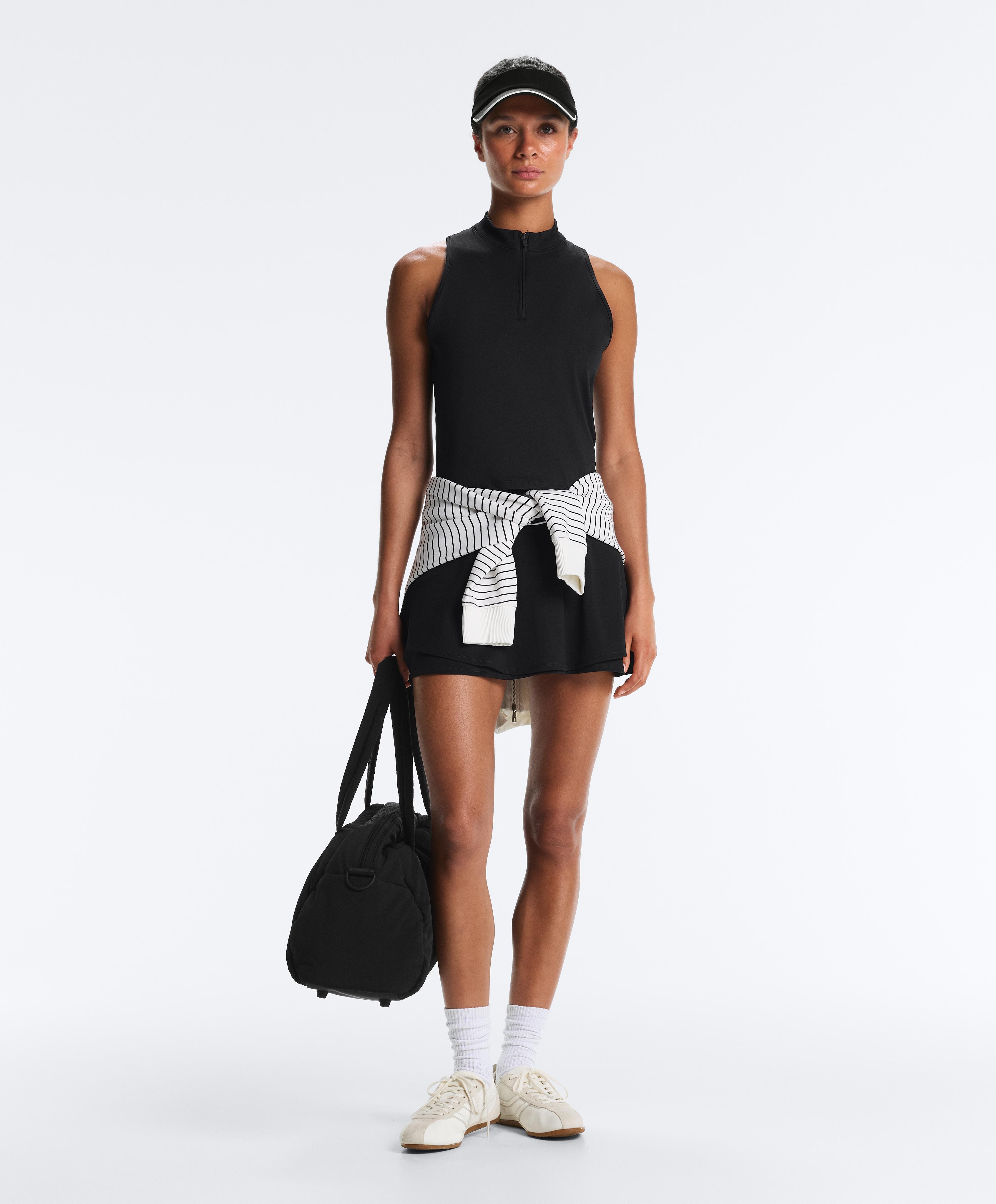 Half-zip sleeveless top — BLACK