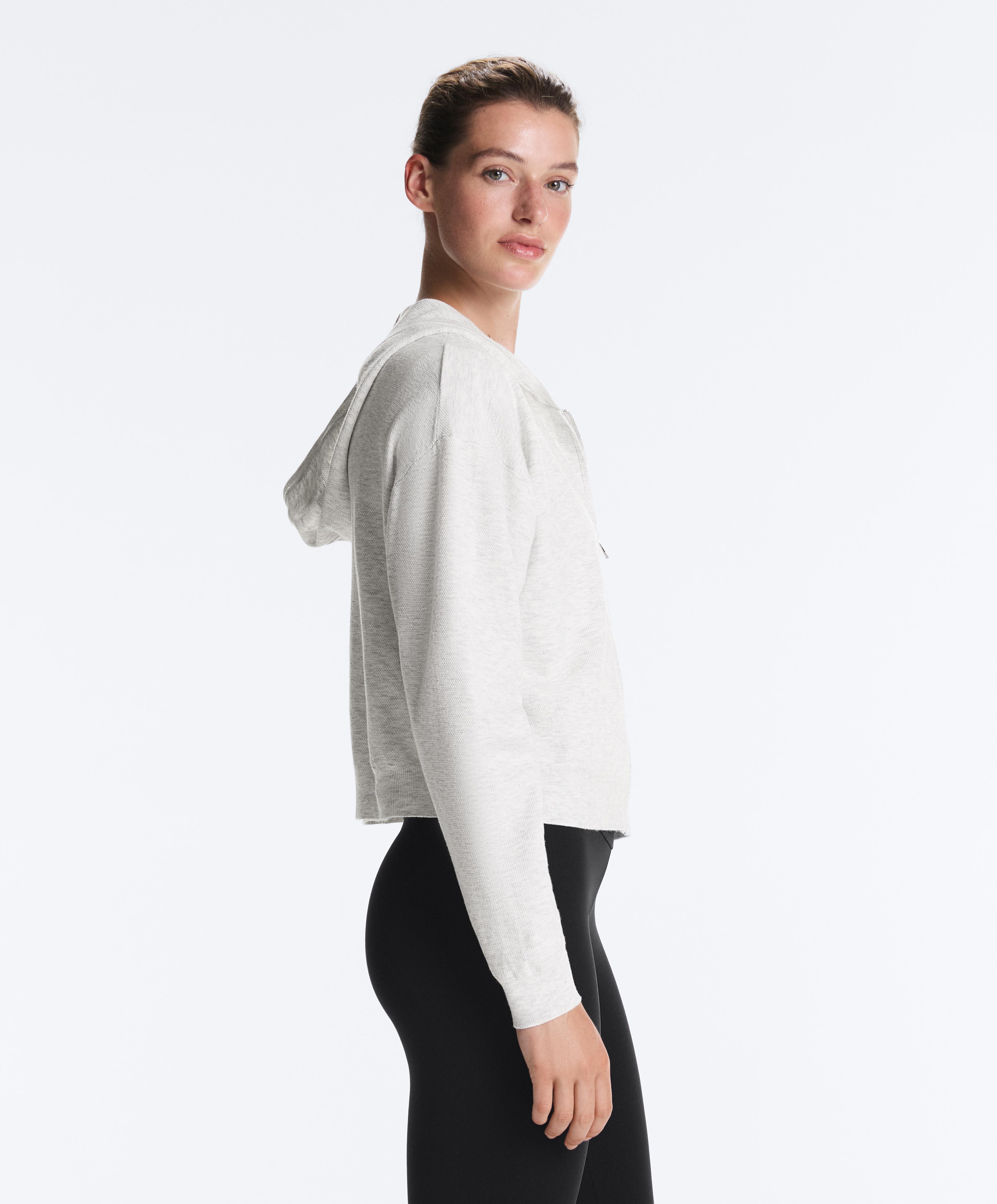 Knit hooded jacket — PALE GREY MELANGE